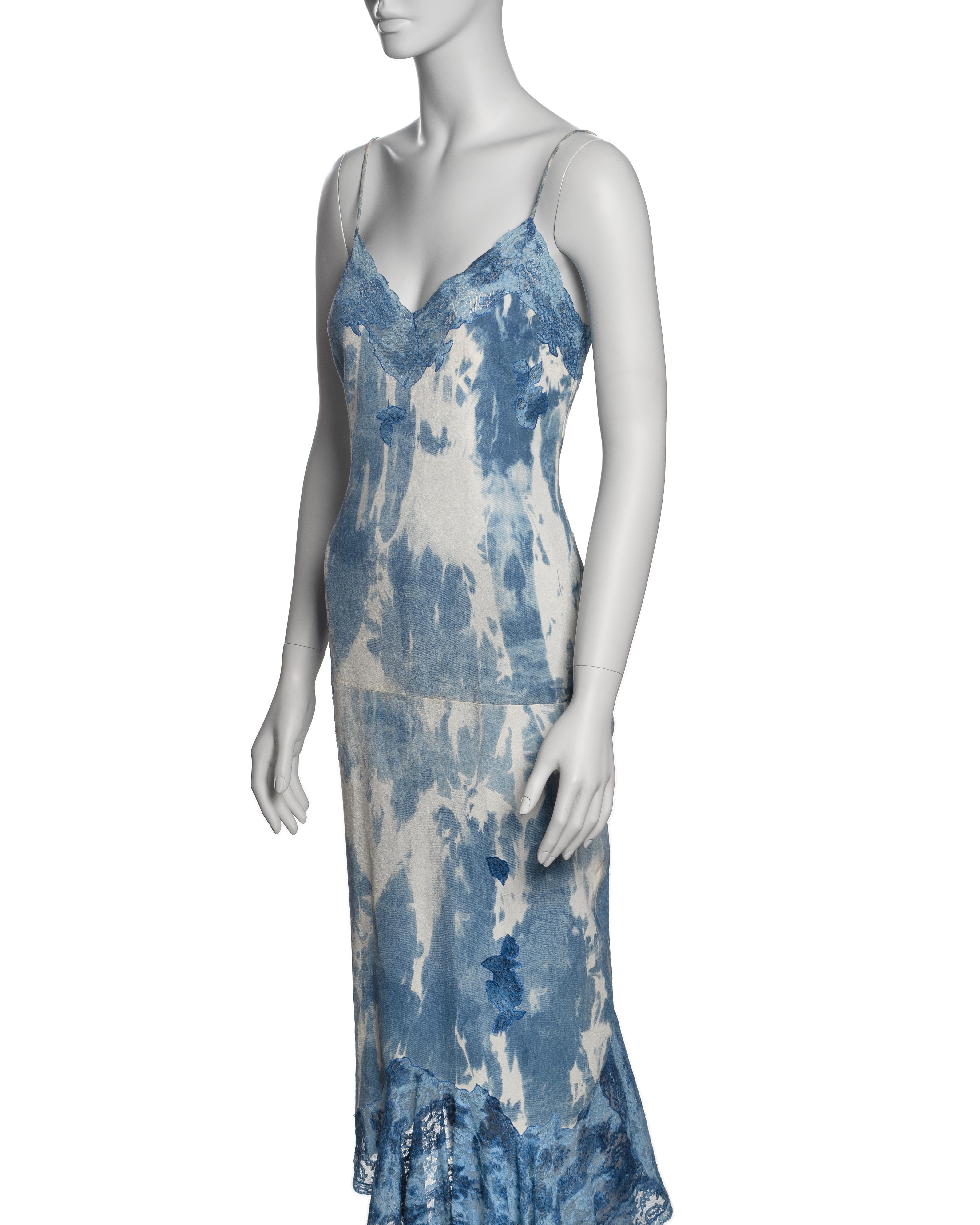 Christian Dior by John Galliano Tie-Dye Print Leather and Lace Dress, FW 2000 For Sale 7
