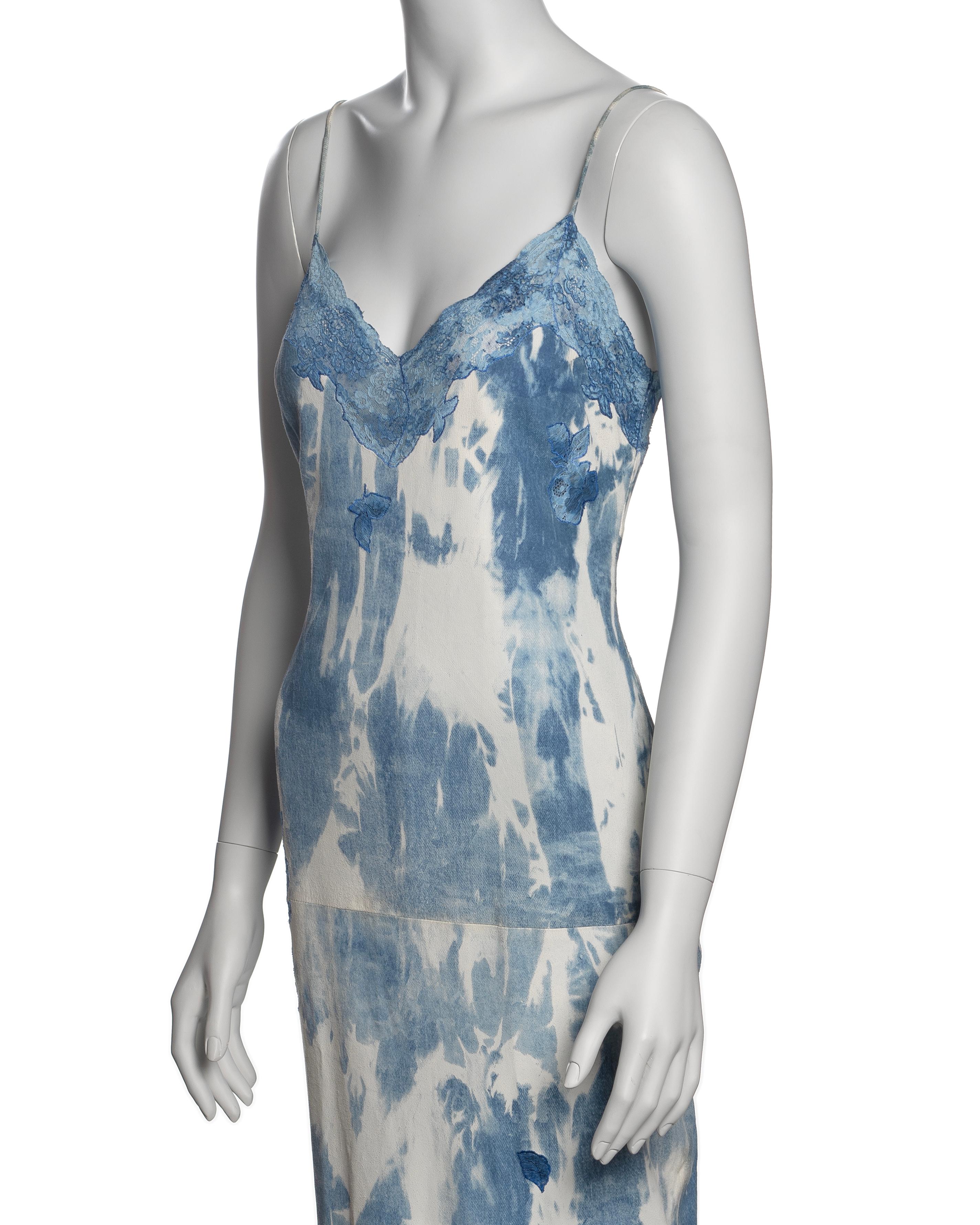 Christian Dior by John Galliano Tie-Dye Print Leather and Lace Dress, FW 2000 For Sale 8