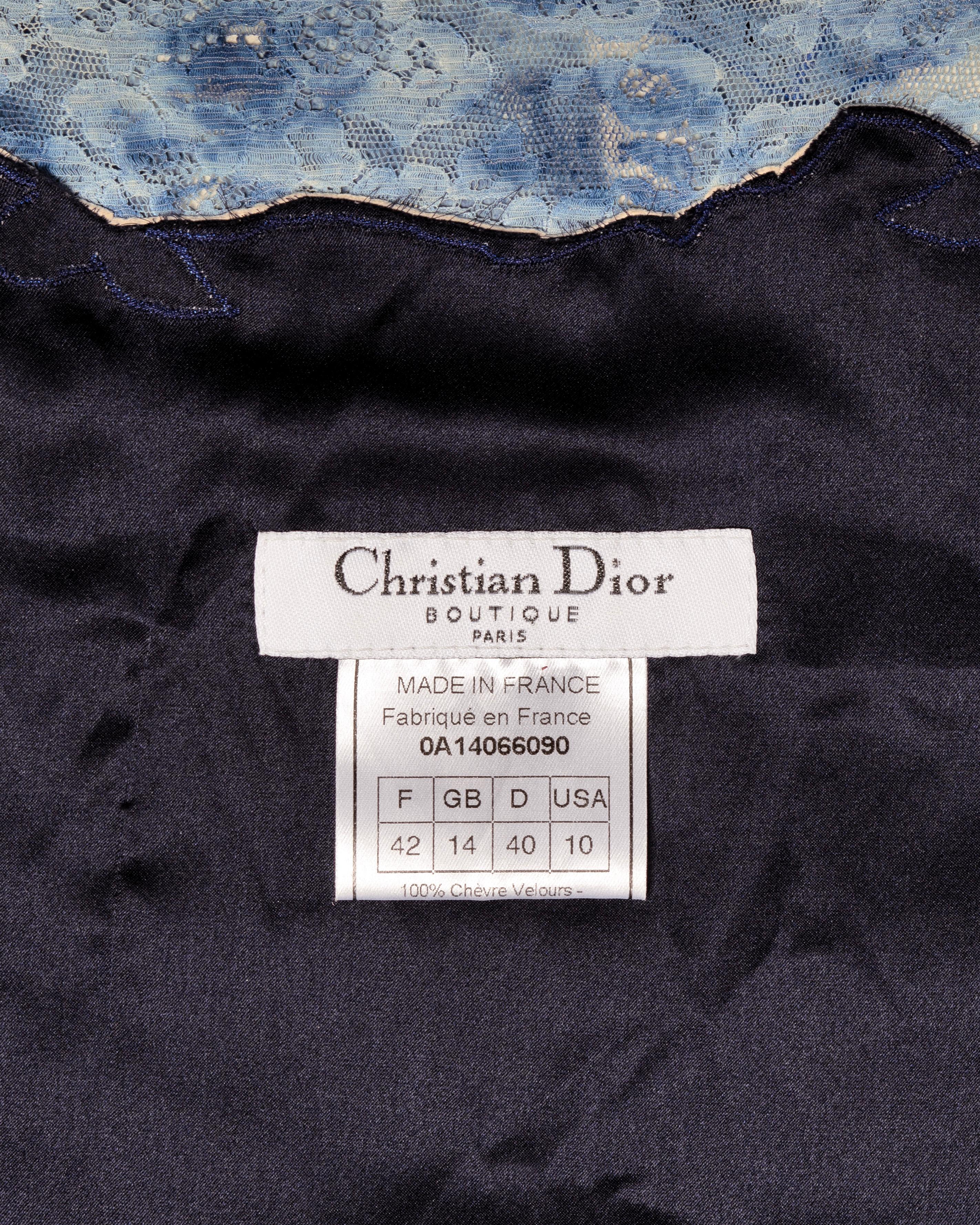 Christian Dior by John Galliano Tie-Dye Print Leather and Lace Dress, FW 2000 For Sale 9