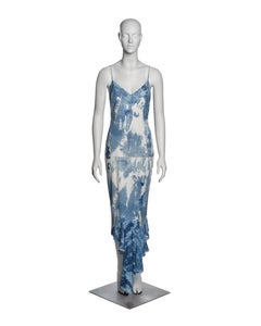 Christian Dior by John Galliano Tie-Dye Print Leather and Lace Dress, FW 2000