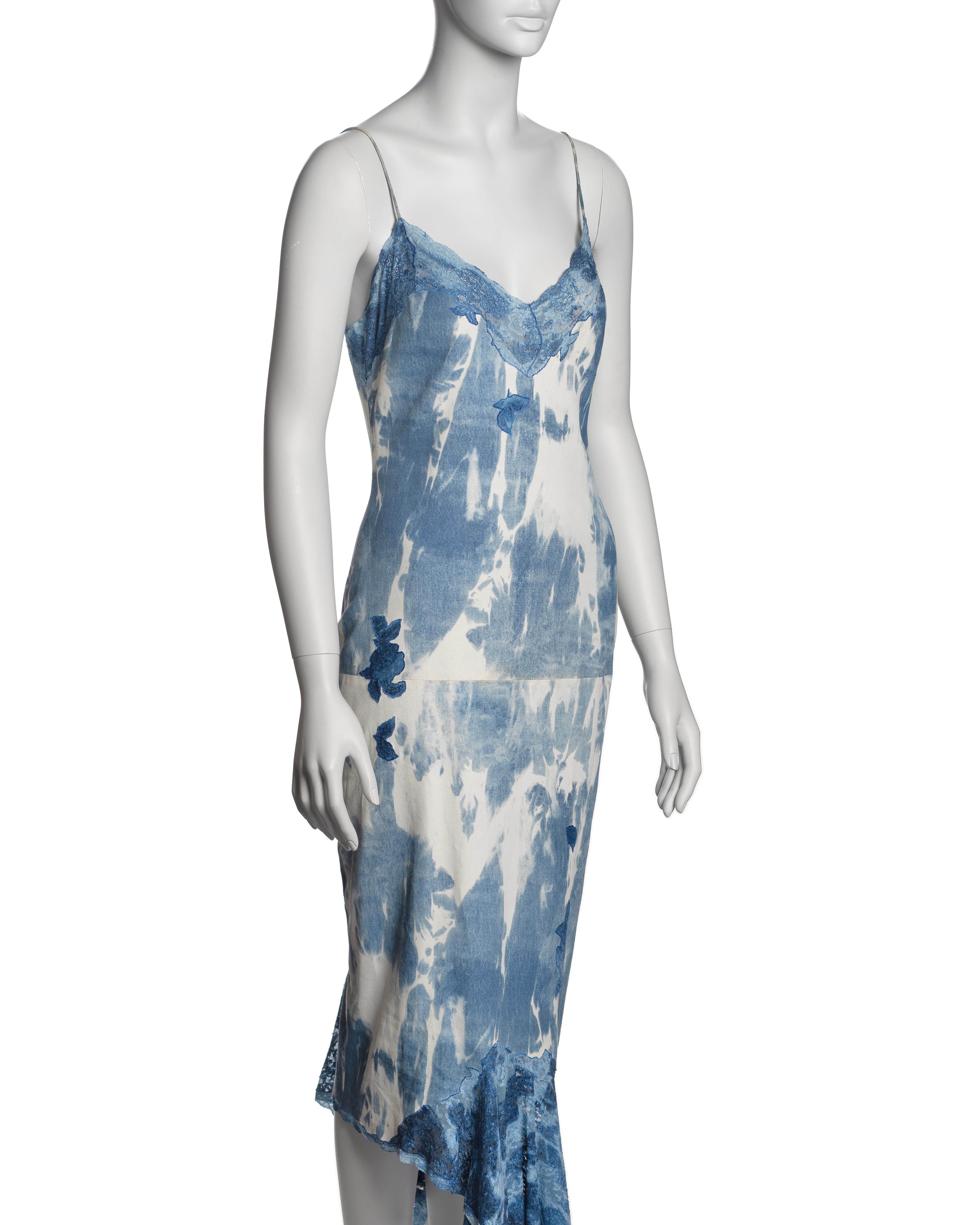 Christian Dior by John Galliano Tie-Dye Print Leather and Lace Dress, FW 2000 For Sale 1