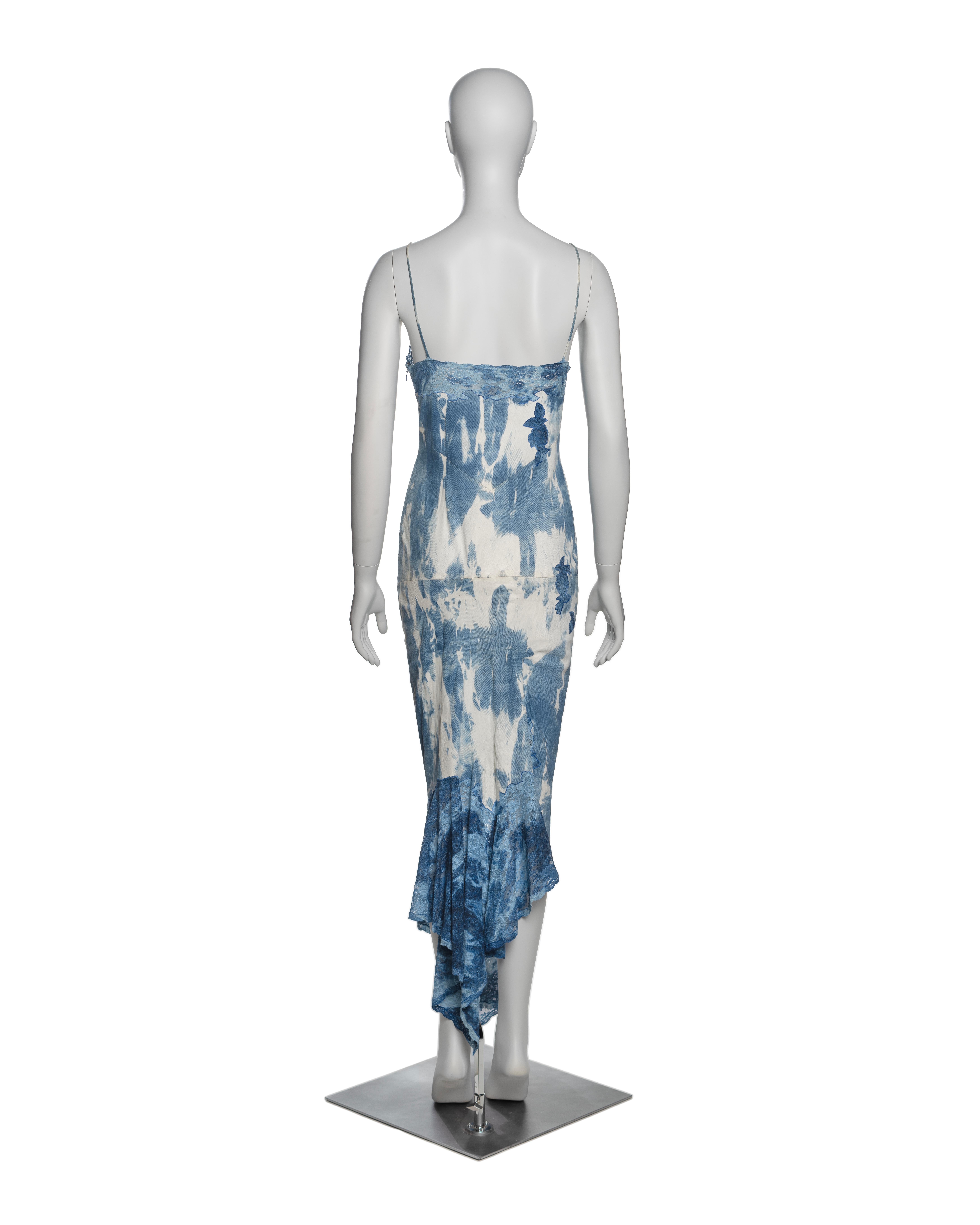 Christian Dior by John Galliano Tie-Dye Print Leather and Lace Dress, FW 2000 For Sale 2