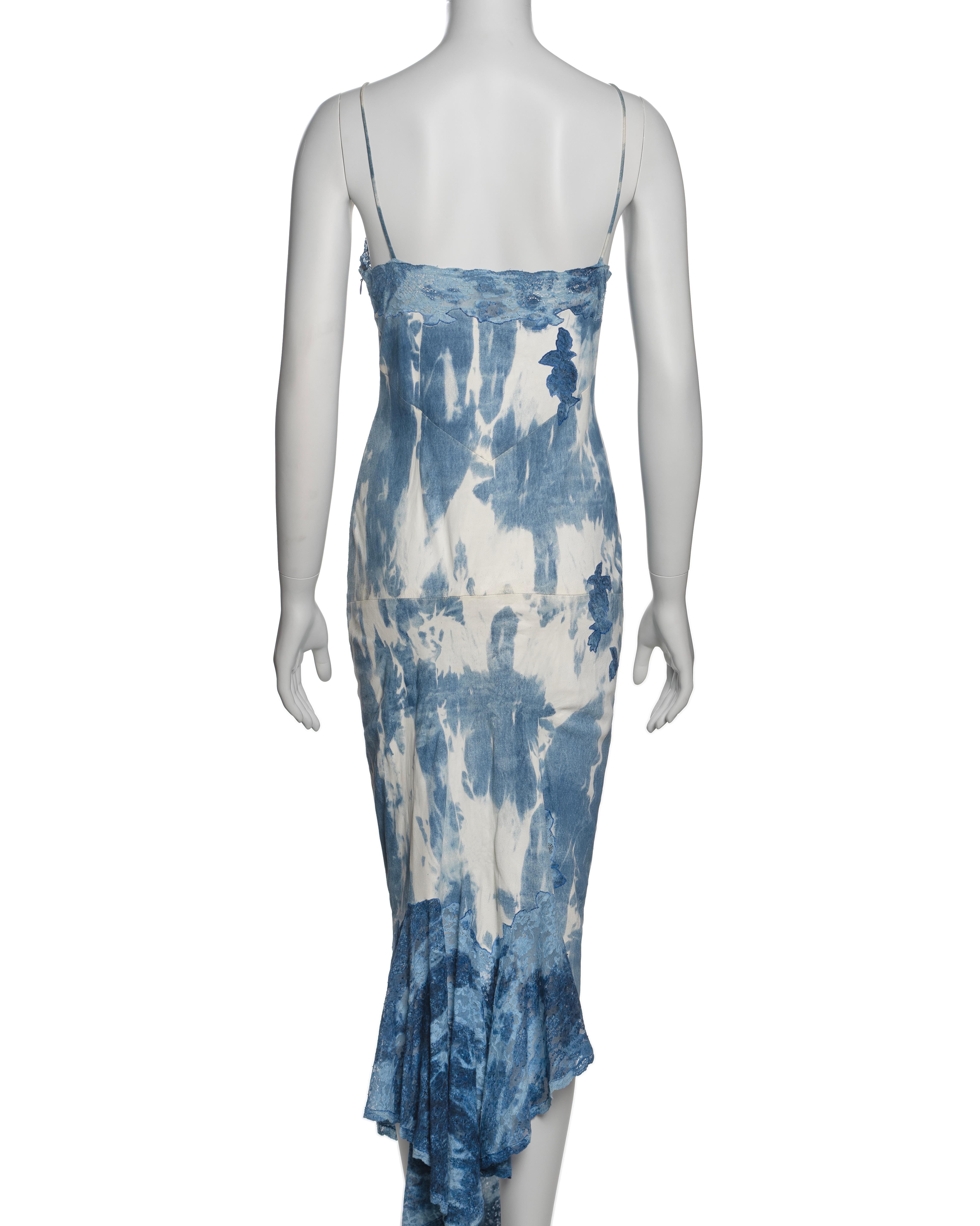 Christian Dior by John Galliano Tie-Dye Print Leather and Lace Dress, FW 2000 For Sale 3