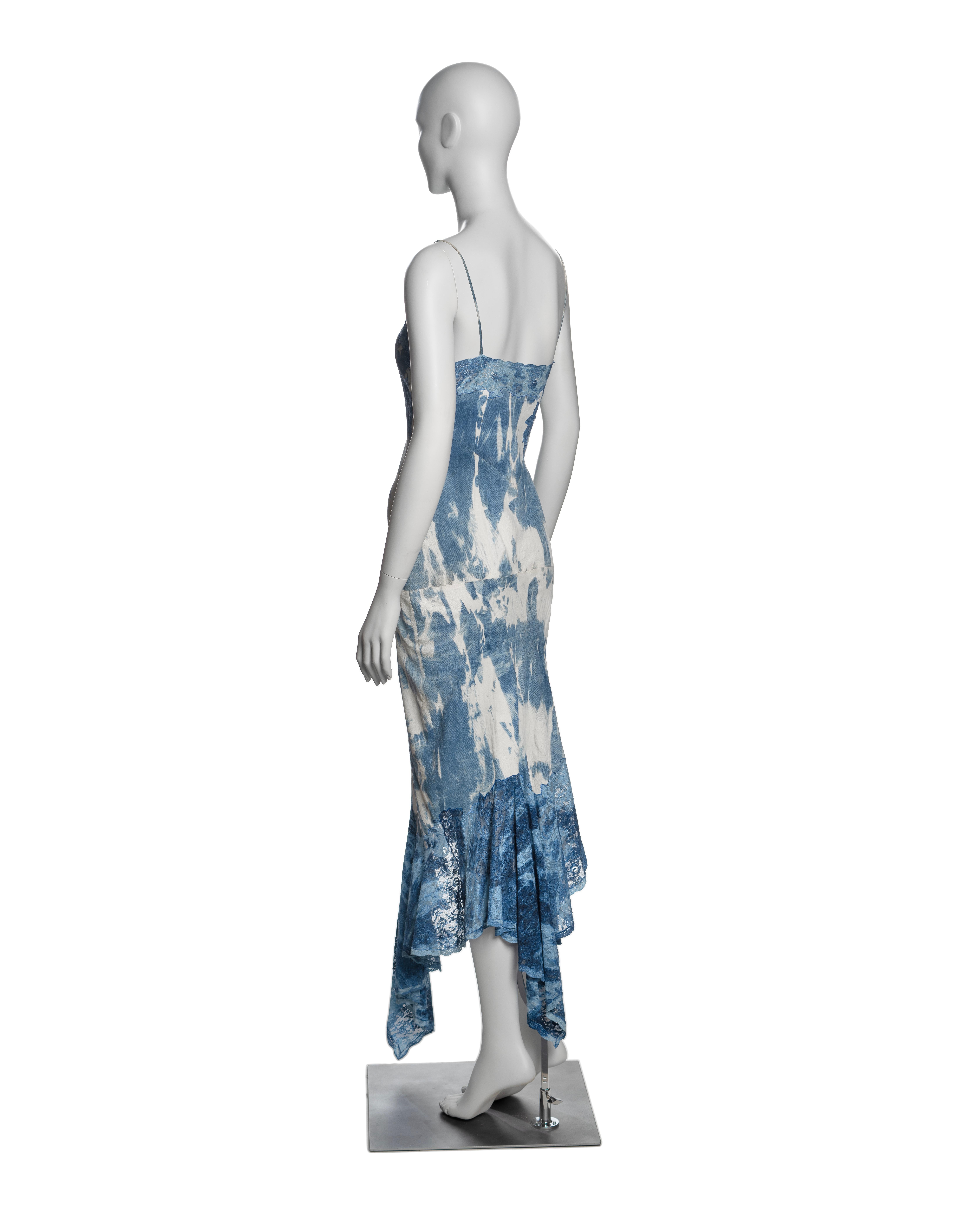 Christian Dior by John Galliano Tie-Dye Print Leather and Lace Dress, FW 2000 For Sale 4
