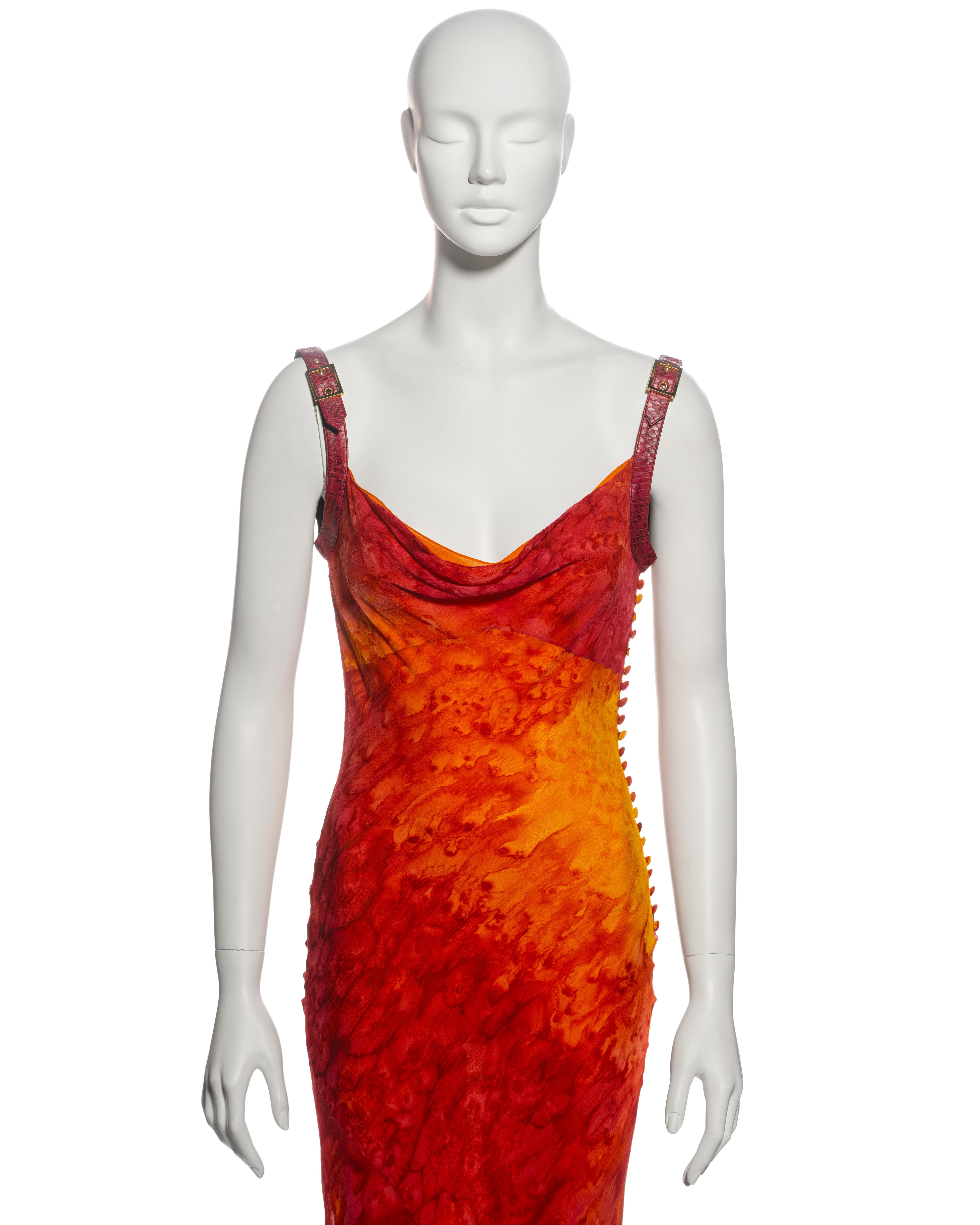 Christian Dior by John Galliano tie-dye silk and leather evening dress, ss 2001 In Excellent Condition In London, GB