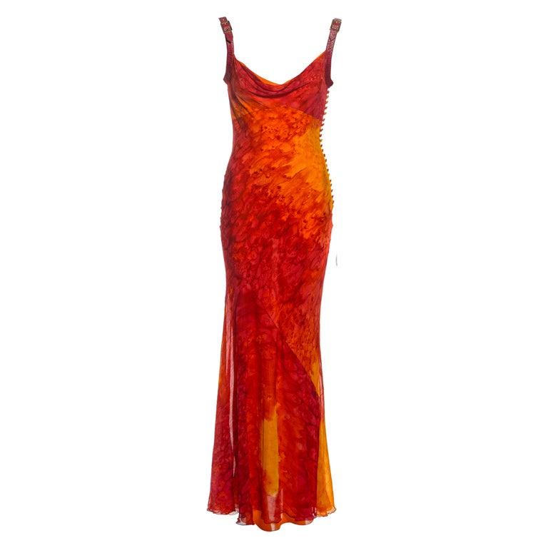 Christian Dior by John Galliano tie-dye silk and leather evening dress, ss  2001 at 1stDibs