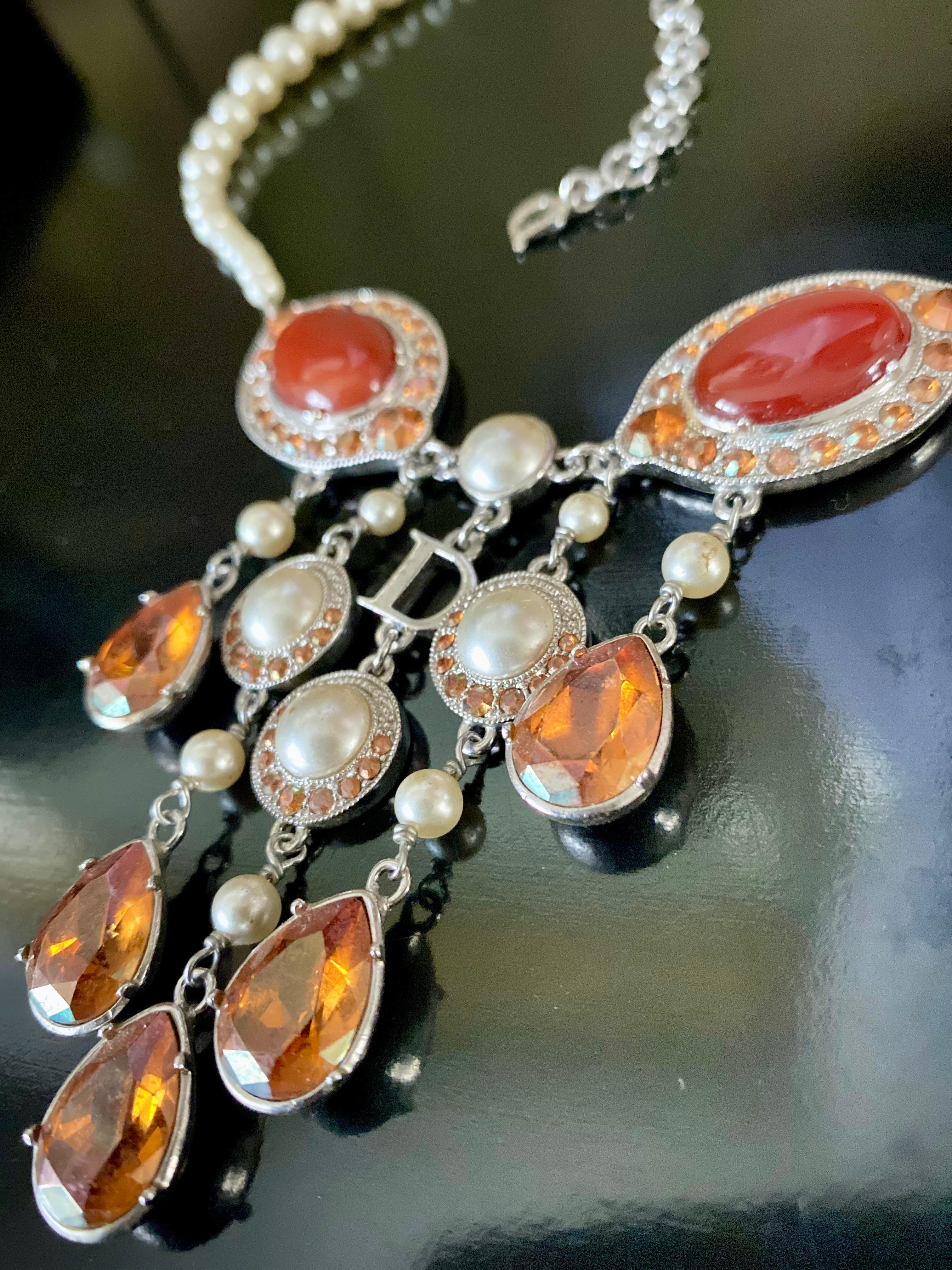 Christian Dior by John Galliano for Christian Dior Collana con strass topazio in vendita 6