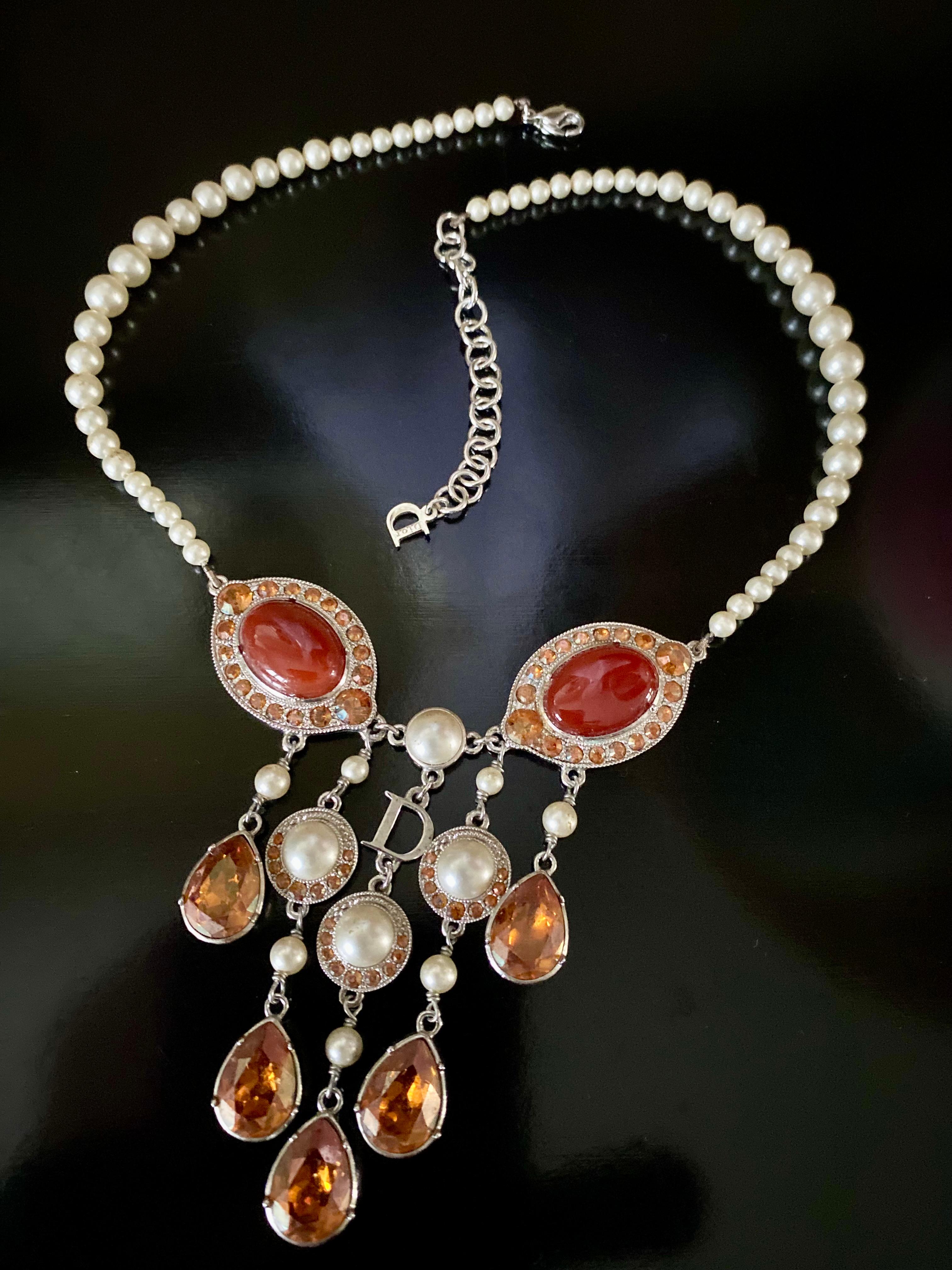 Christian Dior by John Galliano for Christian Dior Collana con strass topazio in vendita 3