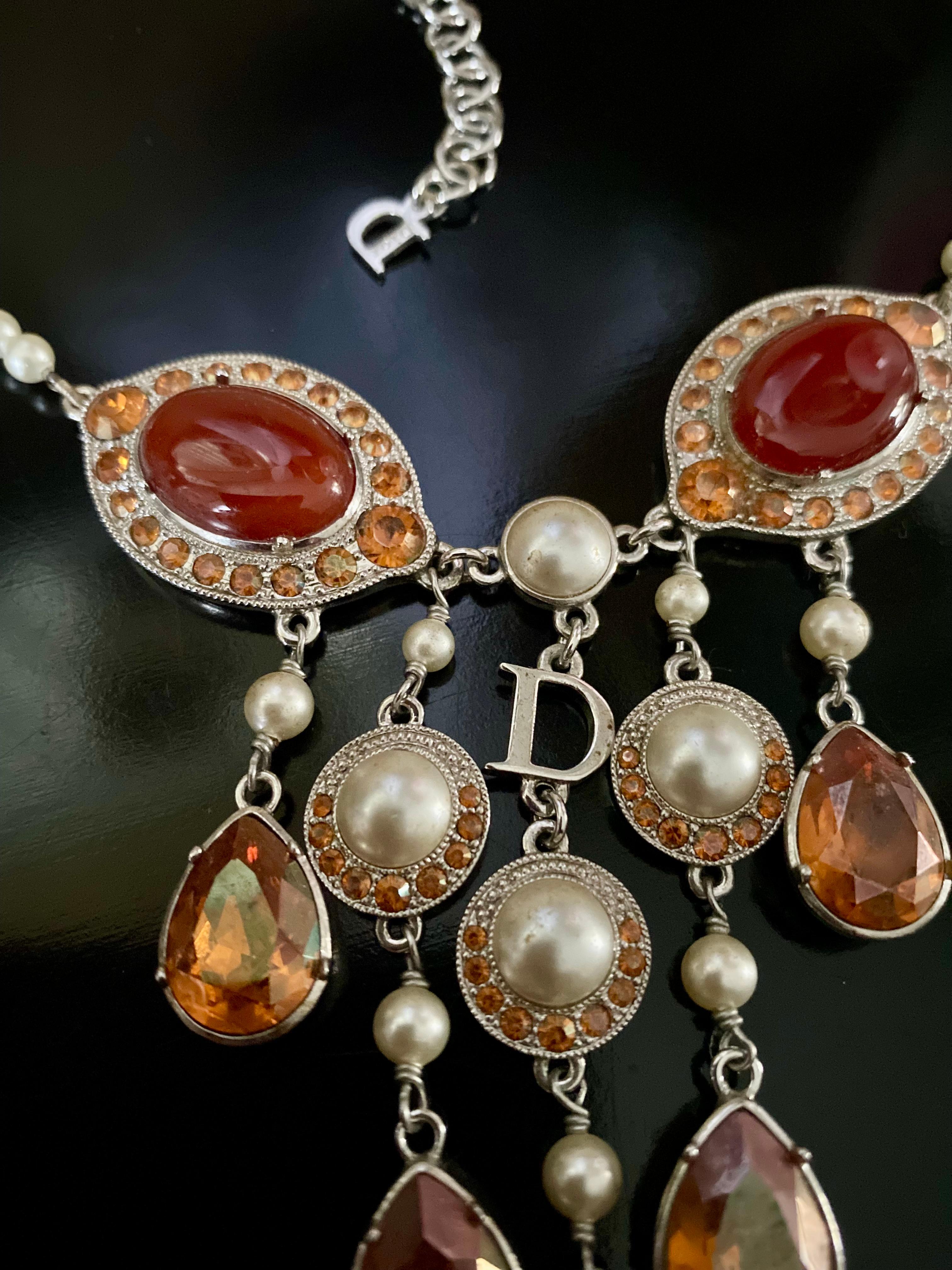 Christian Dior by John Galliano for Christian Dior Collana con strass topazio in vendita 4