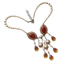 Christian Dior by John Galliano for Christian Dior Collana con strass topazio