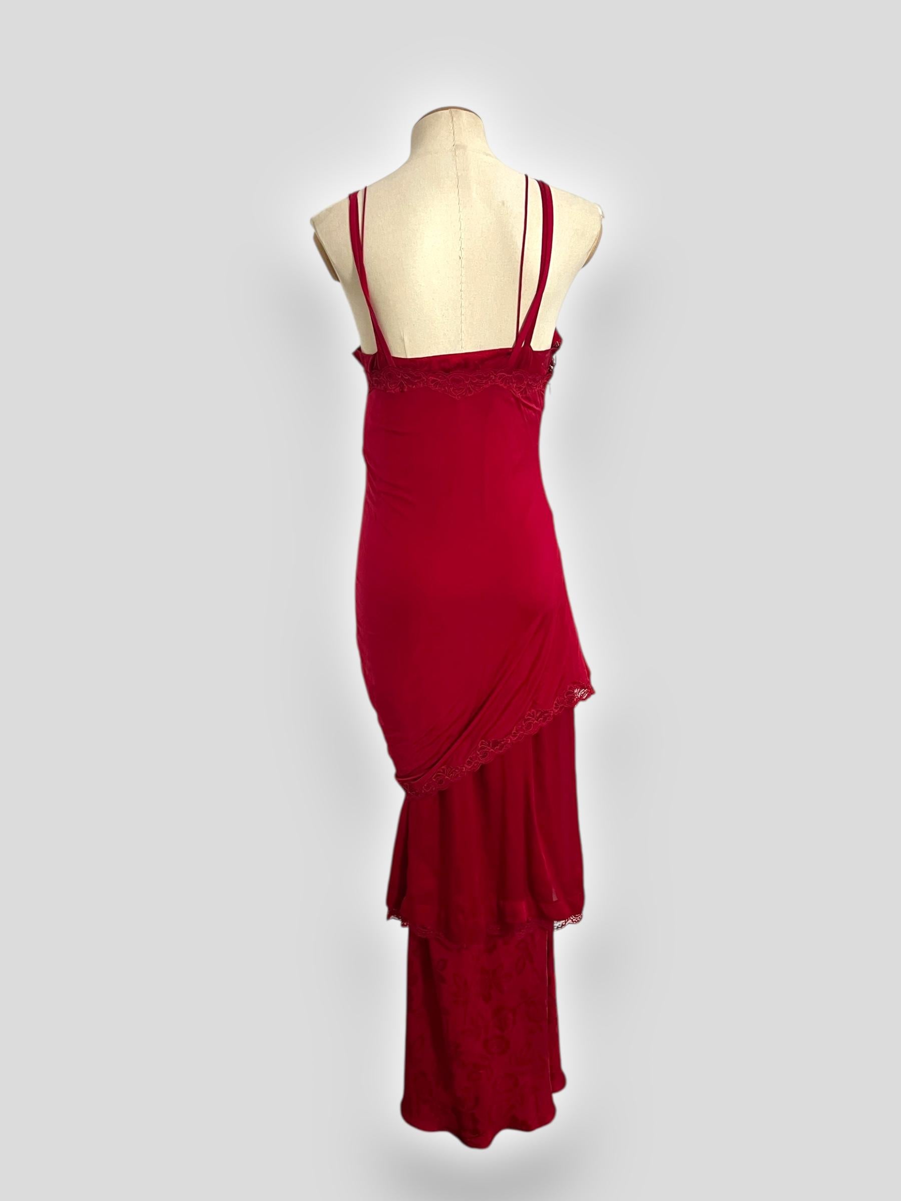 Rosso Christian Galliano for Christian Dior, John Galliano, Abito a tre strati, Autunno/Inverno 2005u2028 in vendita