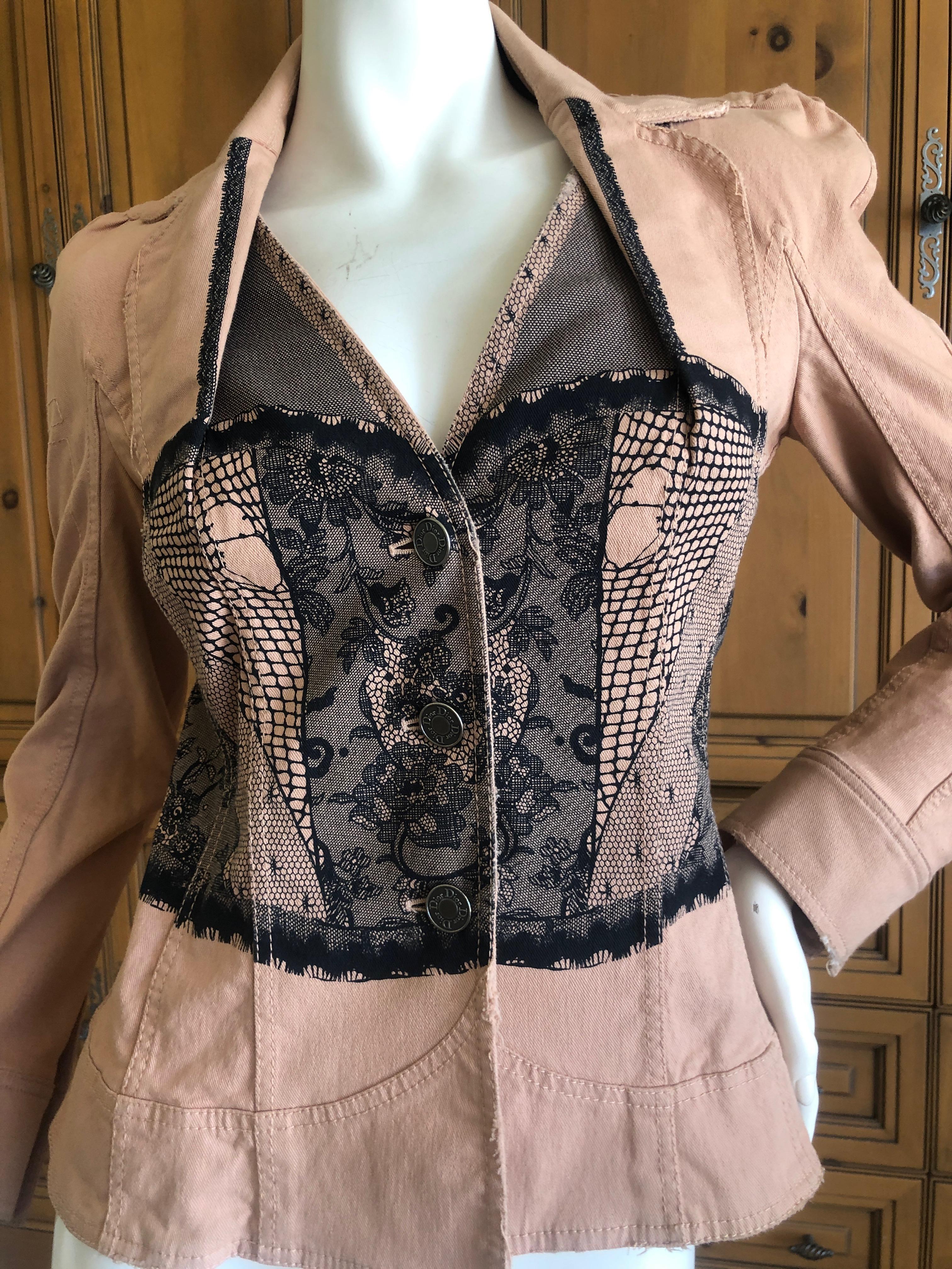 Gray Christian Dior by John Galliano Tromp l'oeil  Cotton Bar Jacket Spring 2006