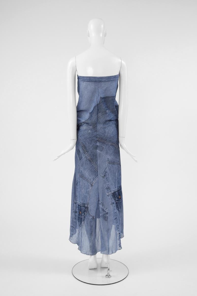 Gray Christian Dior by John Galliano Trompe L'Oeil Denim Dress or Maxi Skirt, SS2000