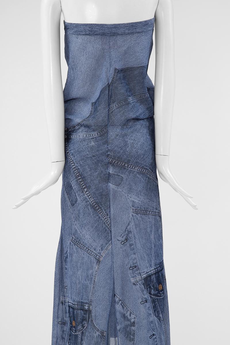 Christian Dior by John Galliano Trompe L'Oeil Denim Dress or Maxi Skirt, SS2000 In Excellent Condition In Geneva, CH