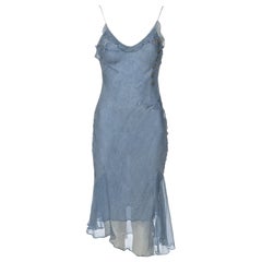 Christian Dior by John Galliano Trompe L'oeil Denim Print Silk Dress, ss 2000