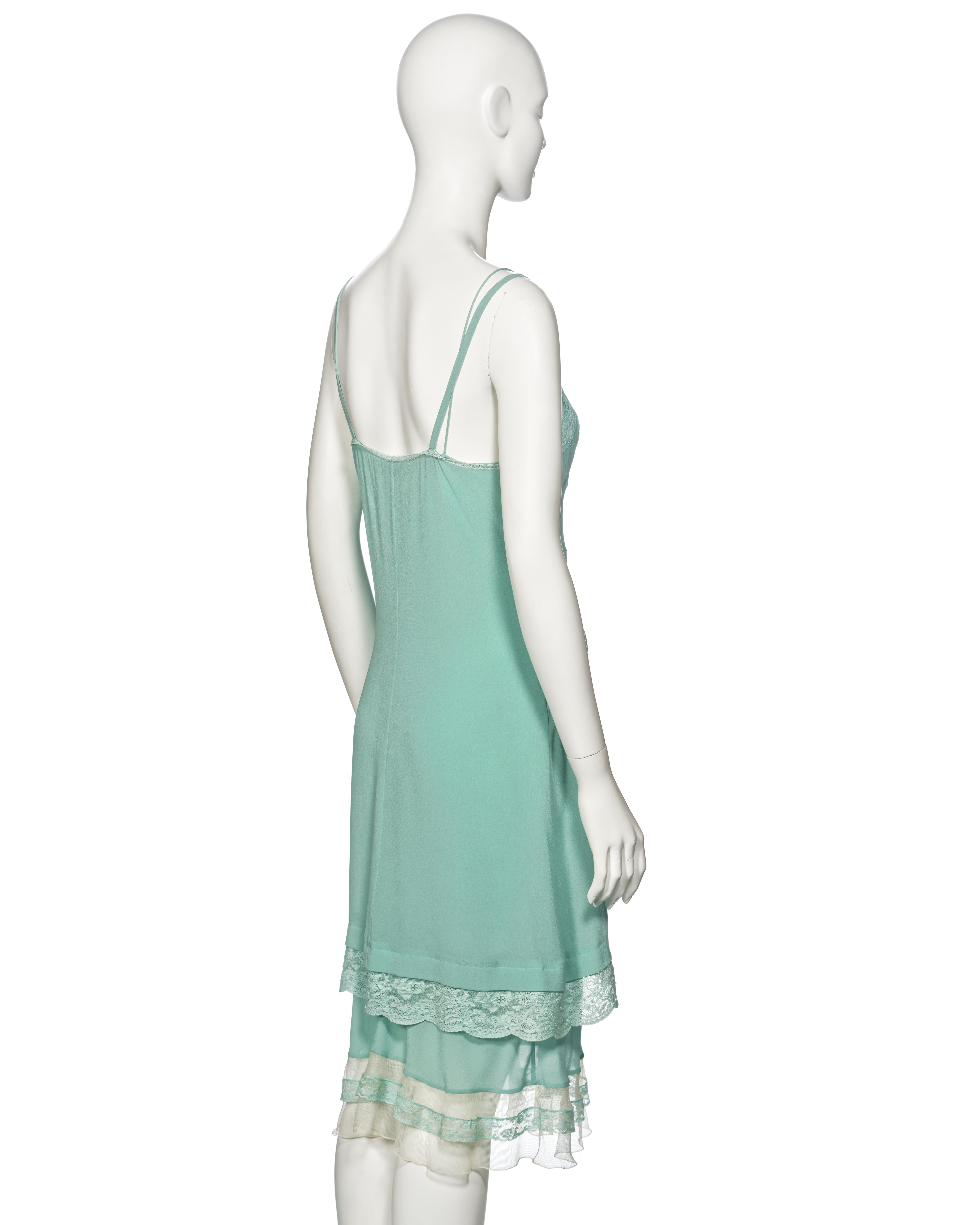 Christian Dior by John Galliano Turquoise Silk Double Layered Dress, ss 2005 3