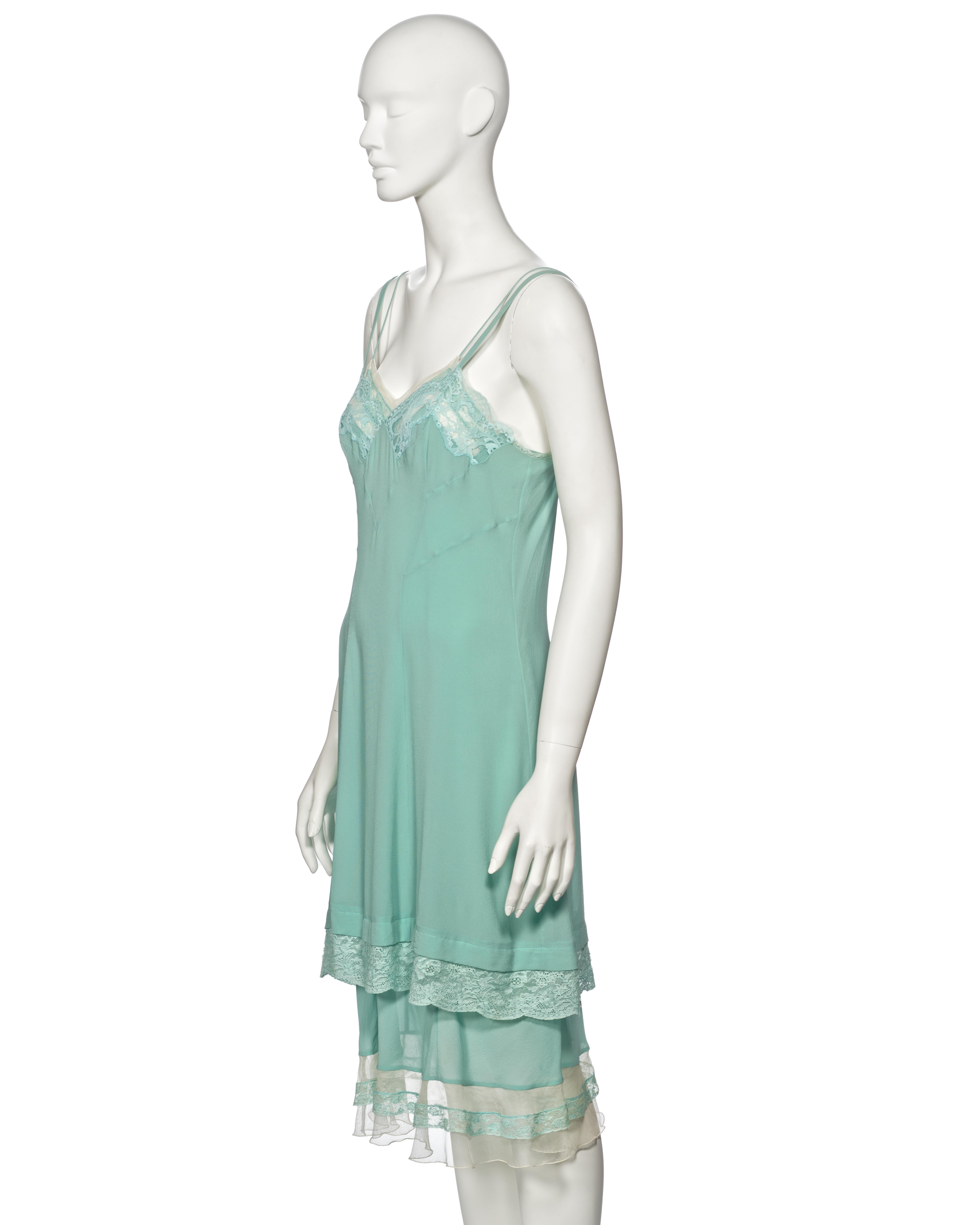 Christian Dior by John Galliano Turquoise Silk Double Layered Dress, ss 2005 5