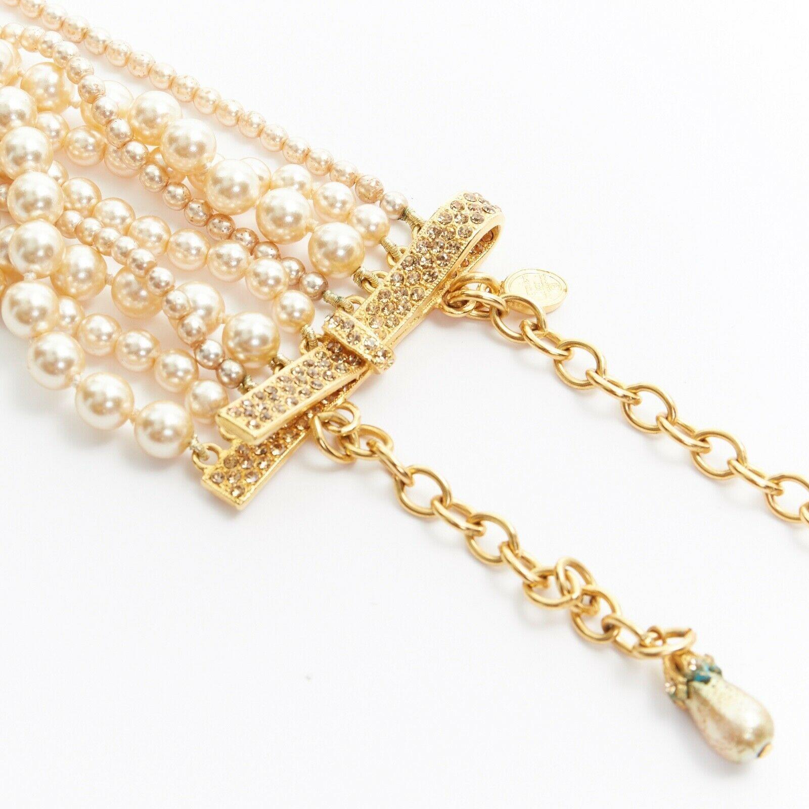 CHRISTIAN DIOR by JOHN GALLIANO twisted faux pearl choker drop necklace set In Excellent Condition In Hong Kong, NT