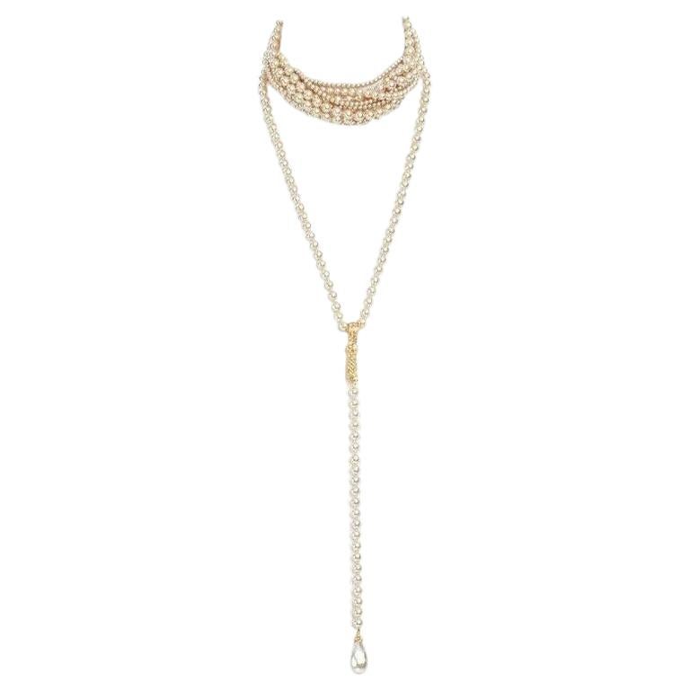 CHRISTIAN DIOR by JOHN GALLIANO twisted faux pearl choker drop necklace set
