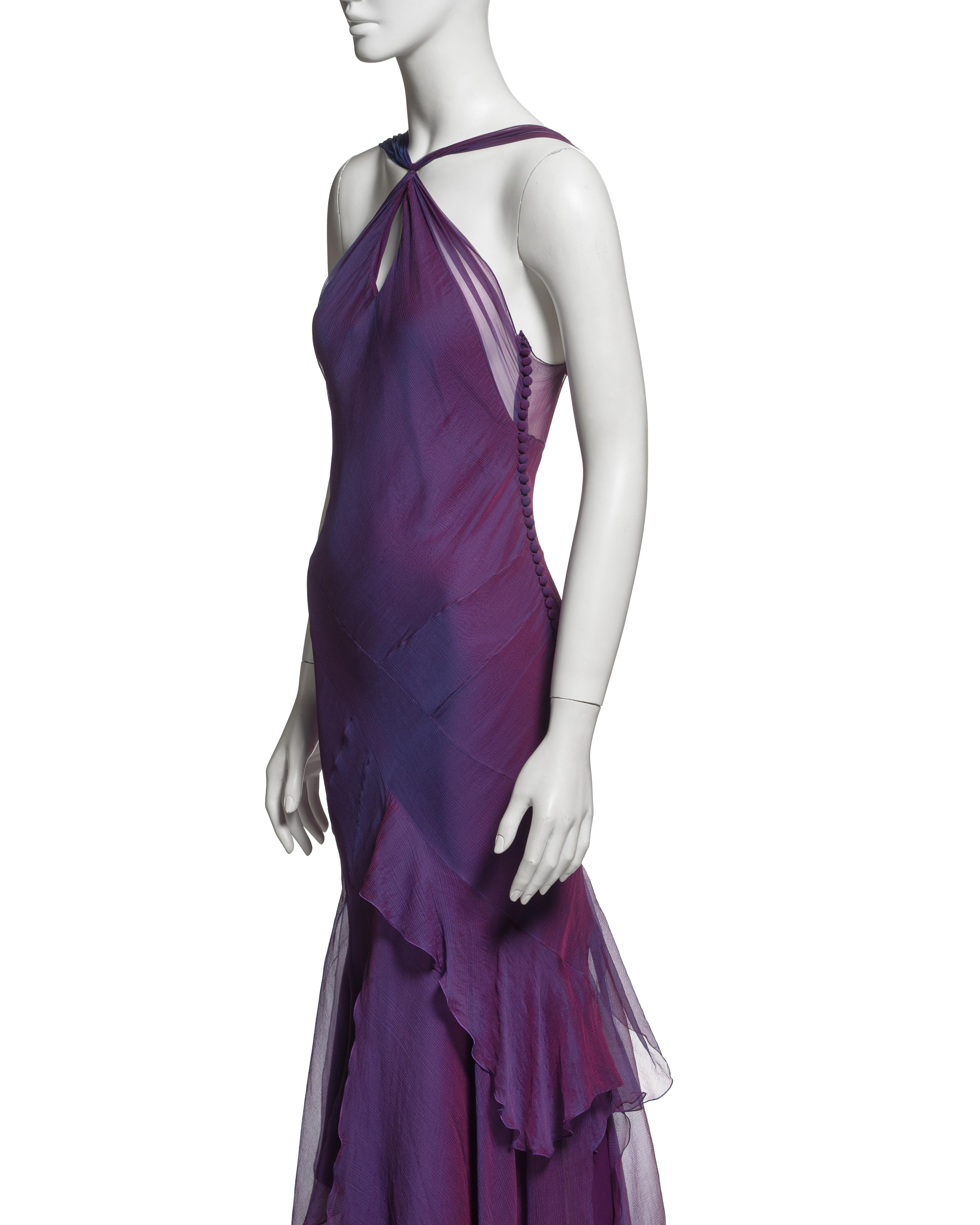 Christian Dior for John Galliano Zweifarbiges Abendkleid aus lila Seide, SS 2005 im Angebot 5