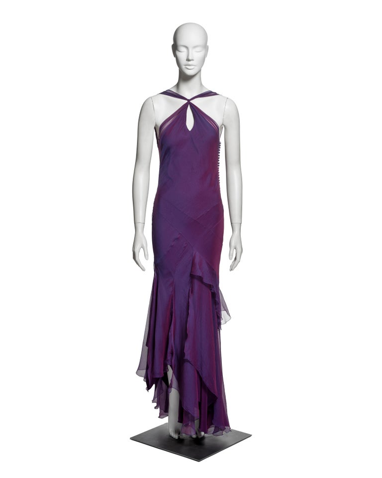 Christian Dior by John Galliano Two-tone Purple Silk Evening Dress, SS 2005  For Sale at 1stDibs