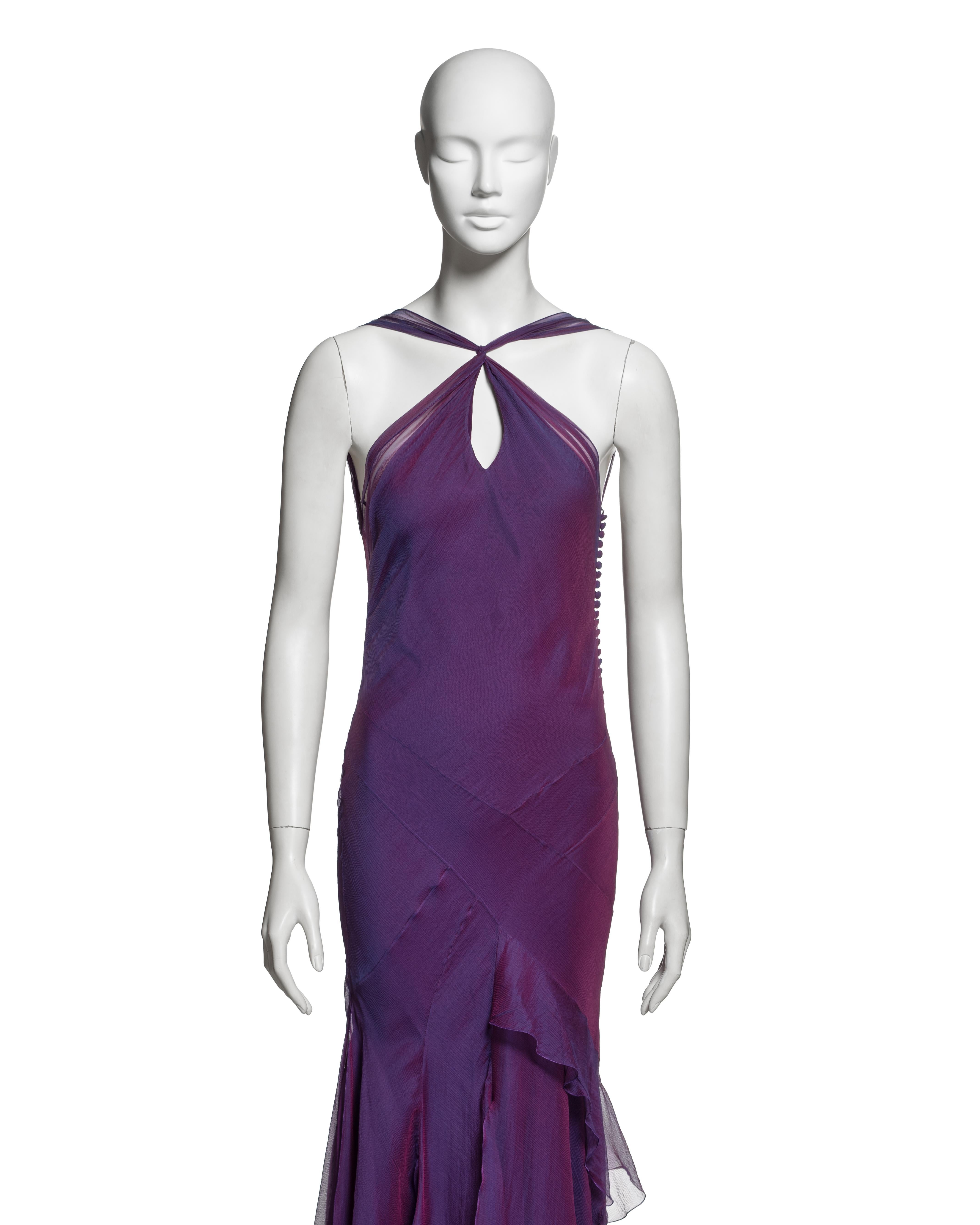 Christian Dior for John Galliano Zweifarbiges Abendkleid aus lila Seide, SS 2005 (Violett) im Angebot