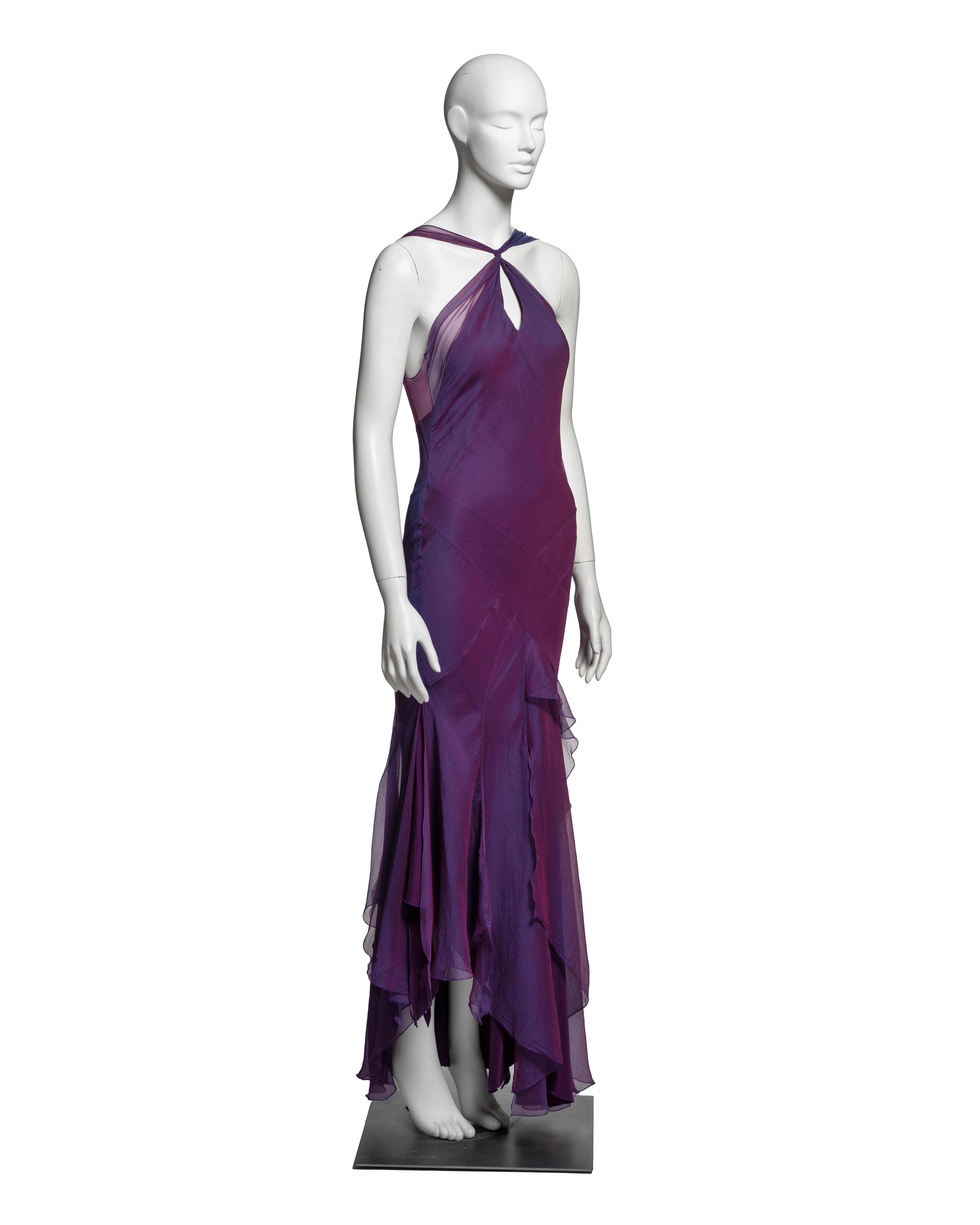 Christian Dior for John Galliano Zweifarbiges Abendkleid aus lila Seide, SS 2005 im Zustand „Hervorragend“ im Angebot in London, GB