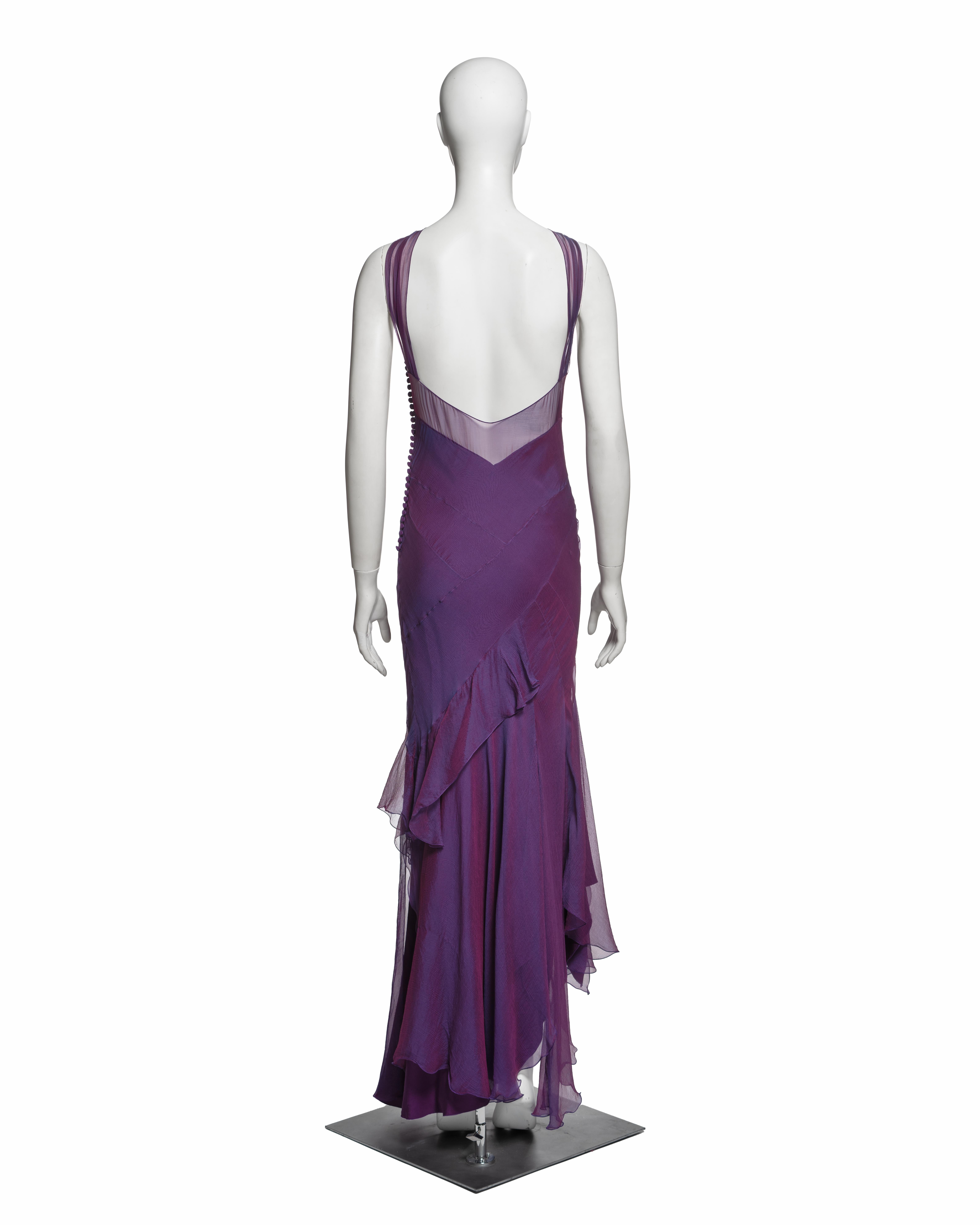 Christian Dior for John Galliano Zweifarbiges Abendkleid aus lila Seide, SS 2005 im Angebot 2
