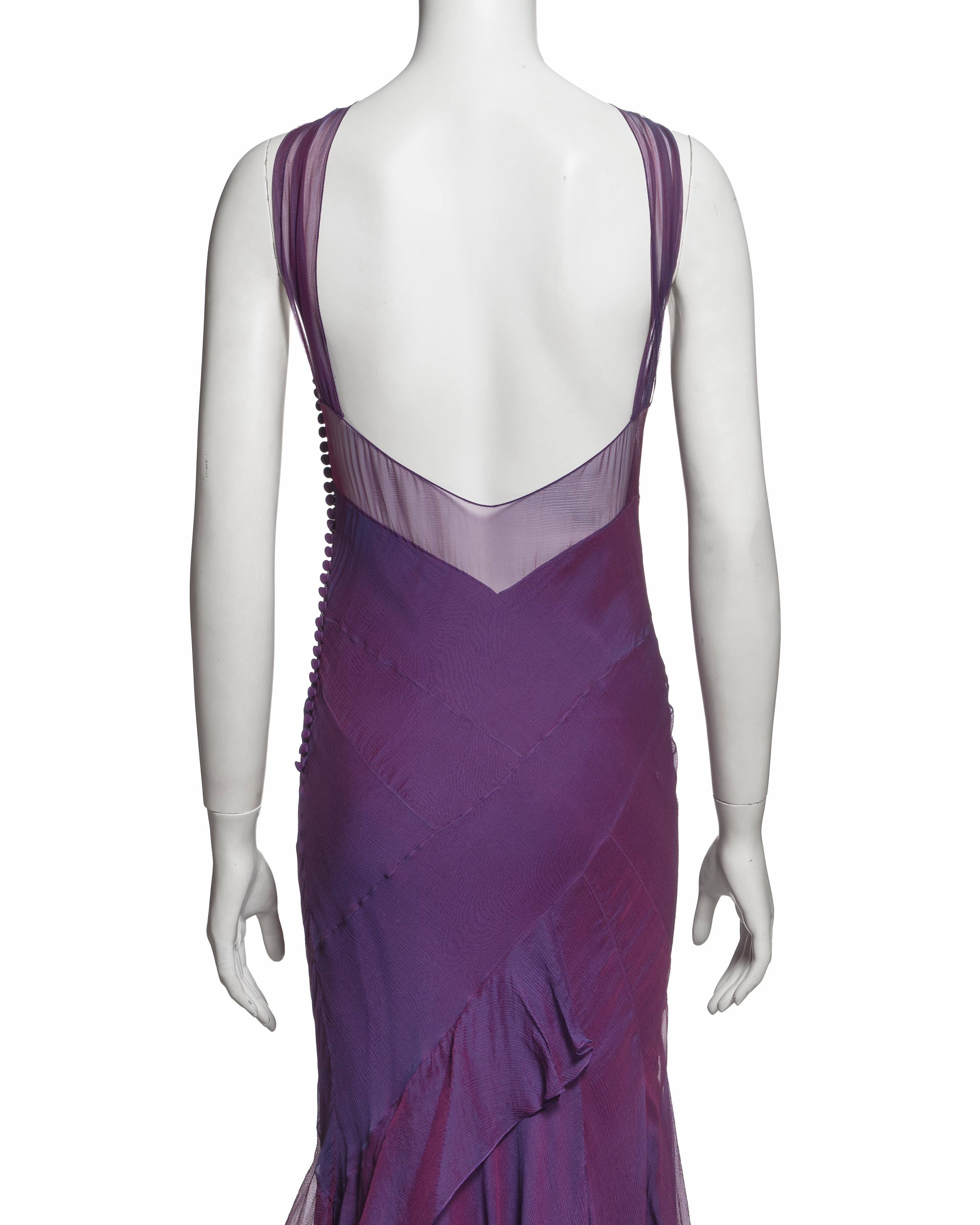 Christian Dior for John Galliano Zweifarbiges Abendkleid aus lila Seide, SS 2005 im Angebot 3