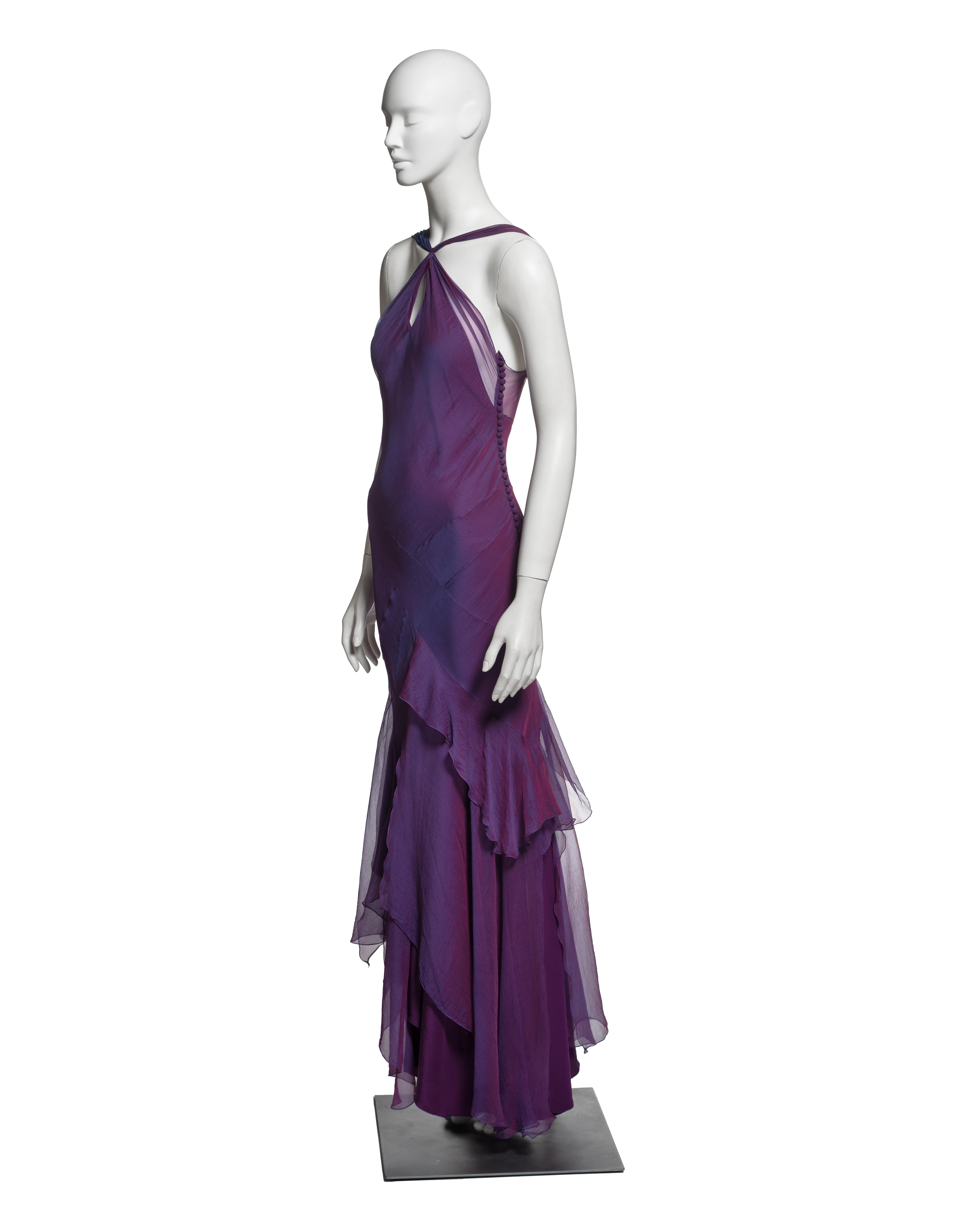 Christian Dior for John Galliano Zweifarbiges Abendkleid aus lila Seide, SS 2005 im Angebot 4