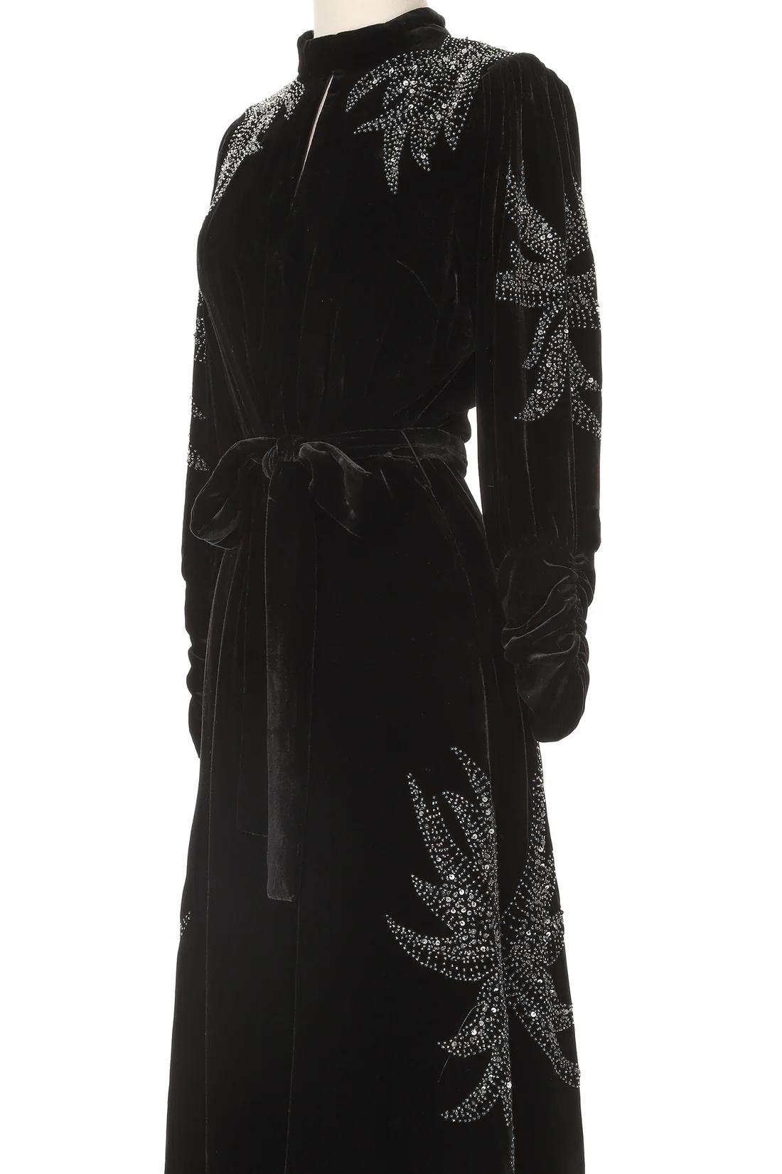 Black Christian Dior by John Galliano Velvet Embellished Dress For Sale