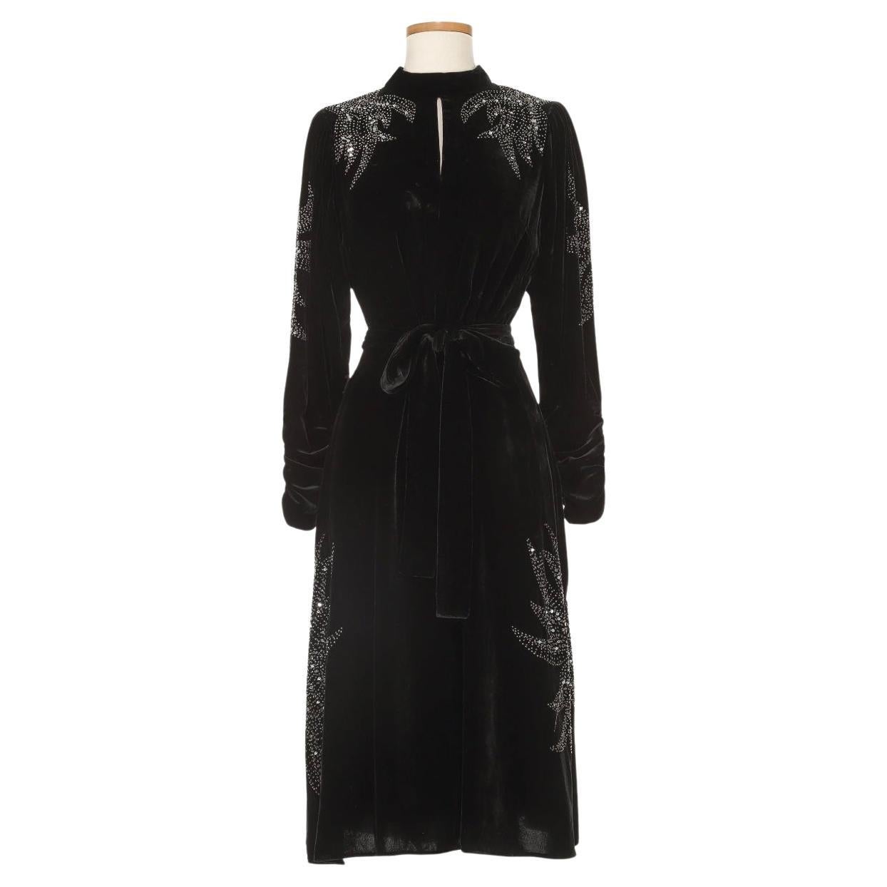 Christian Dior by John Galliano Velvet Embellished Dress For Sale