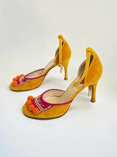 Christian Dior by John Galliano Velvet Pom Pom Heels, FW 2002