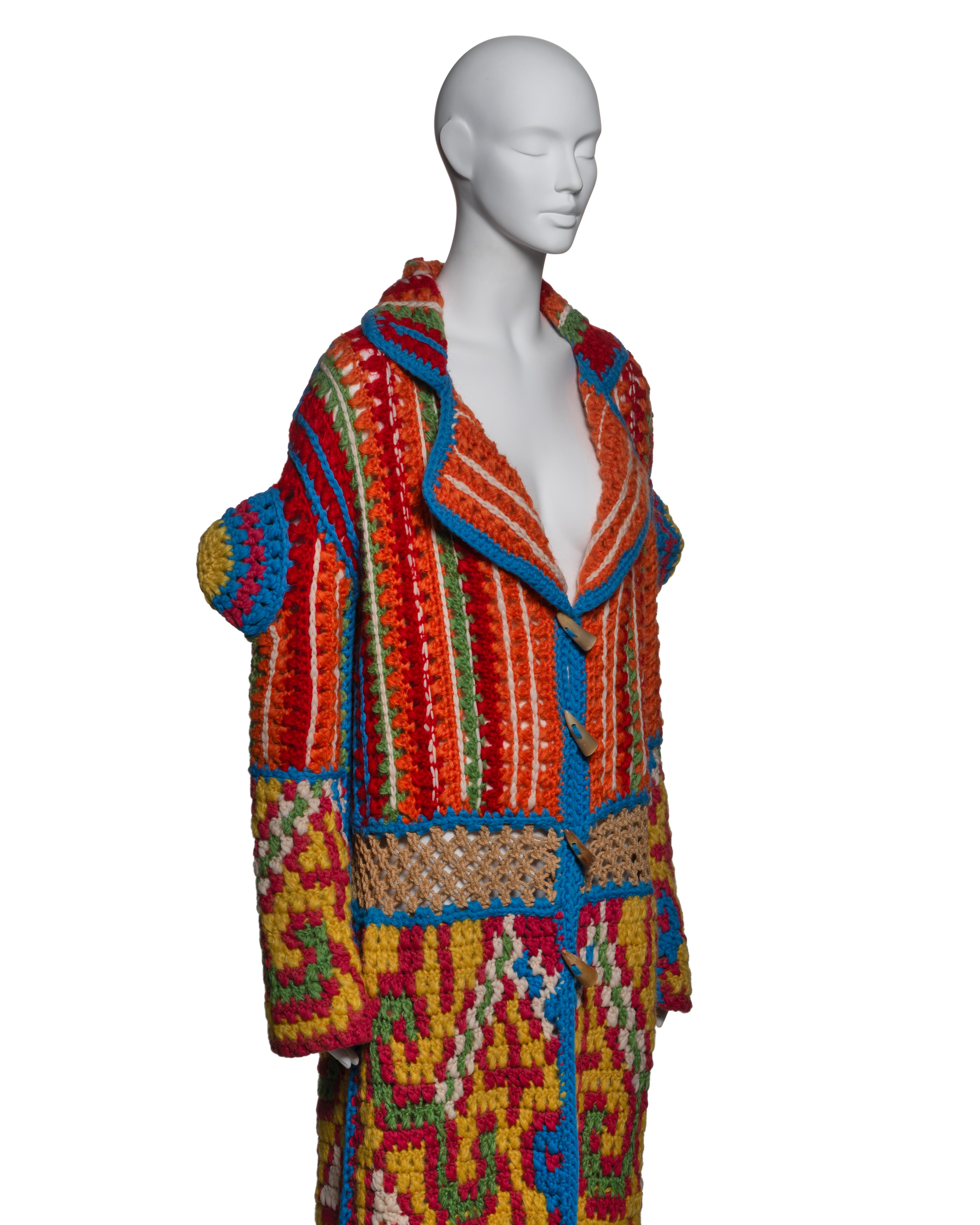 Christian Dior by John Galliano Vibrant Crochet Coat with Fringe, FW 2002 For Sale 10