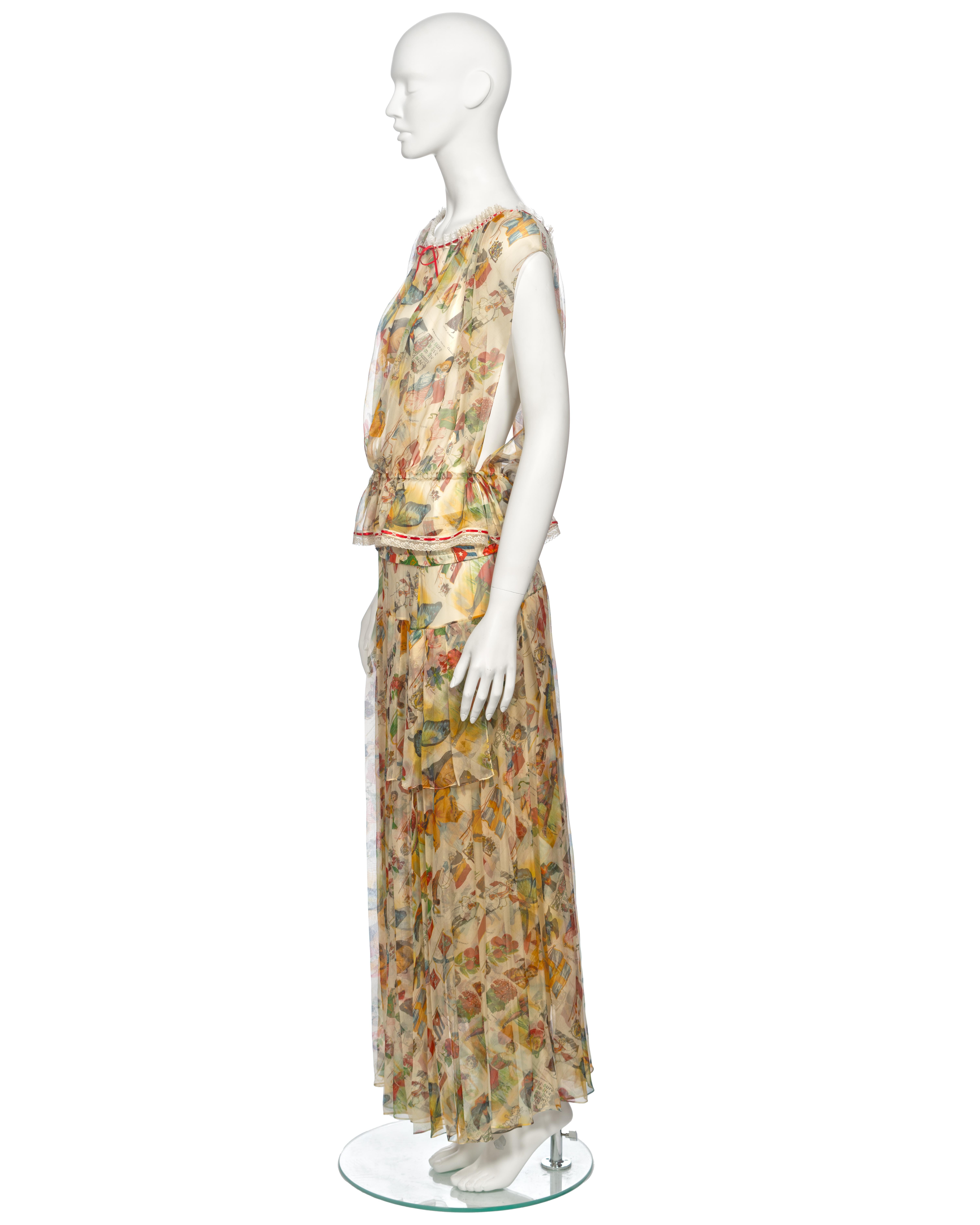 Christian Dior by John Galliano Victoria Print Silk Blouse and Skirt, ss 2002 For Sale 7