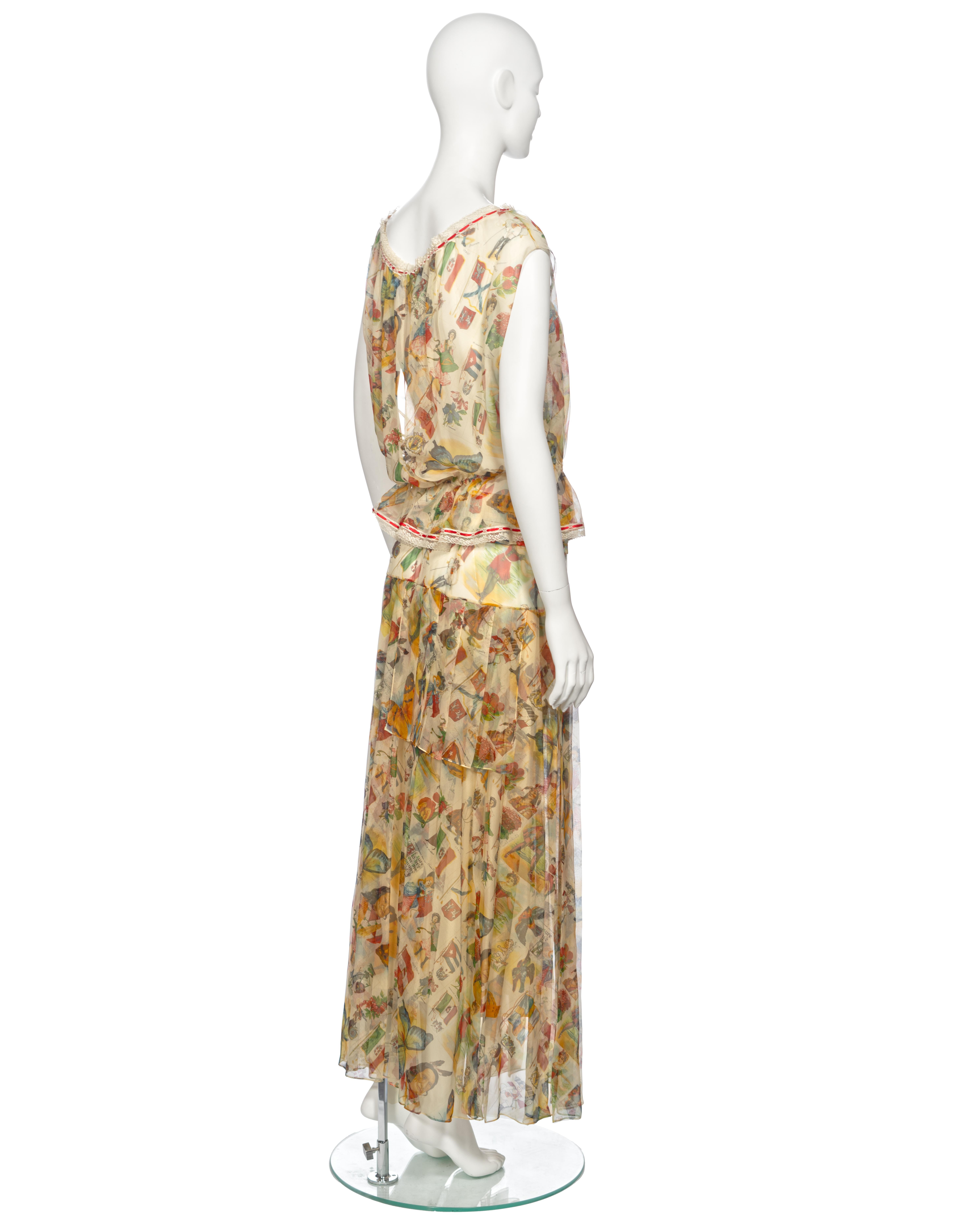 Christian Dior by John Galliano Victoria Print Silk Blouse and Skirt, ss 2002 For Sale 4