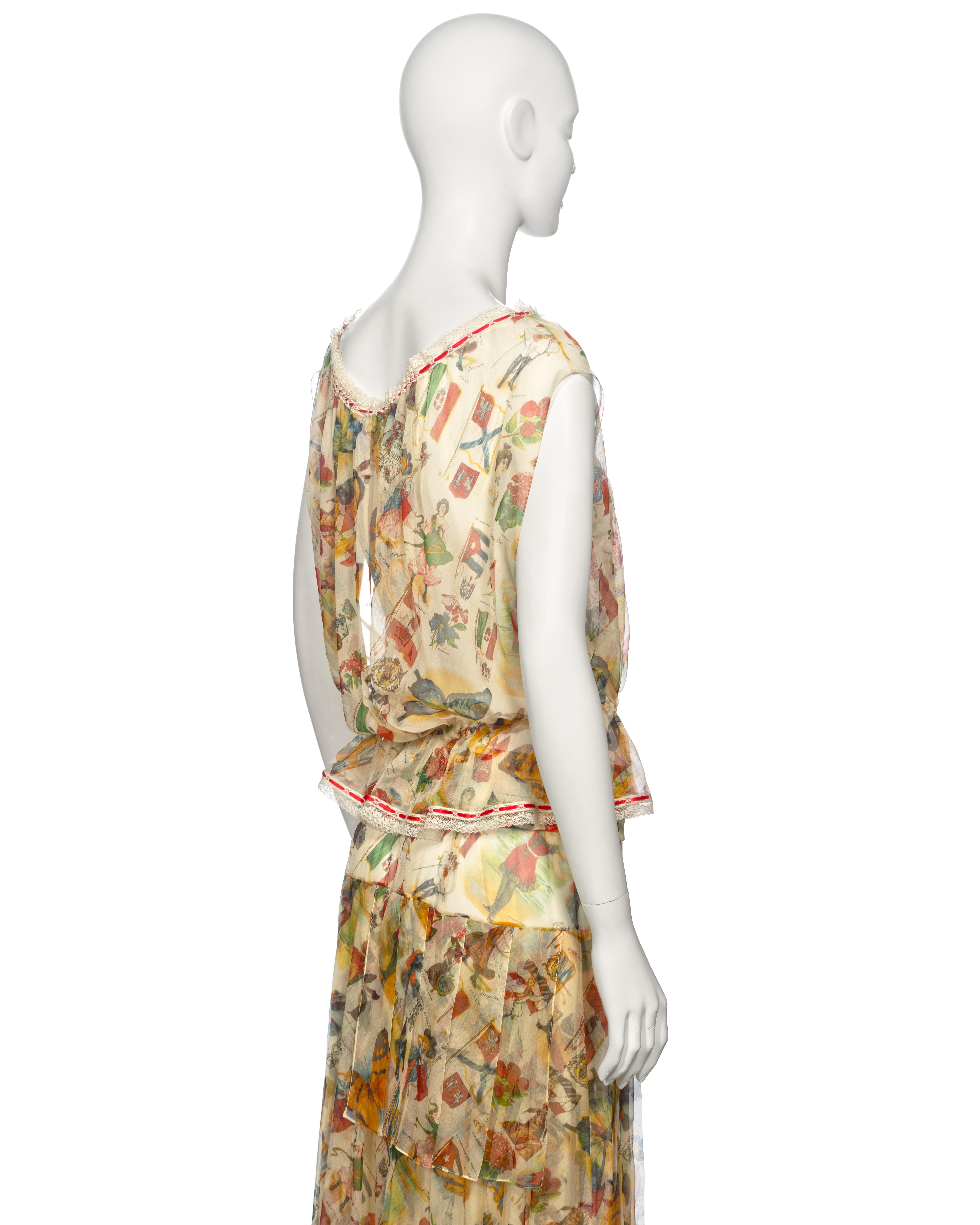 Christian Dior by John Galliano Victoria Print Silk Blouse and Skirt, ss 2002 For Sale 5