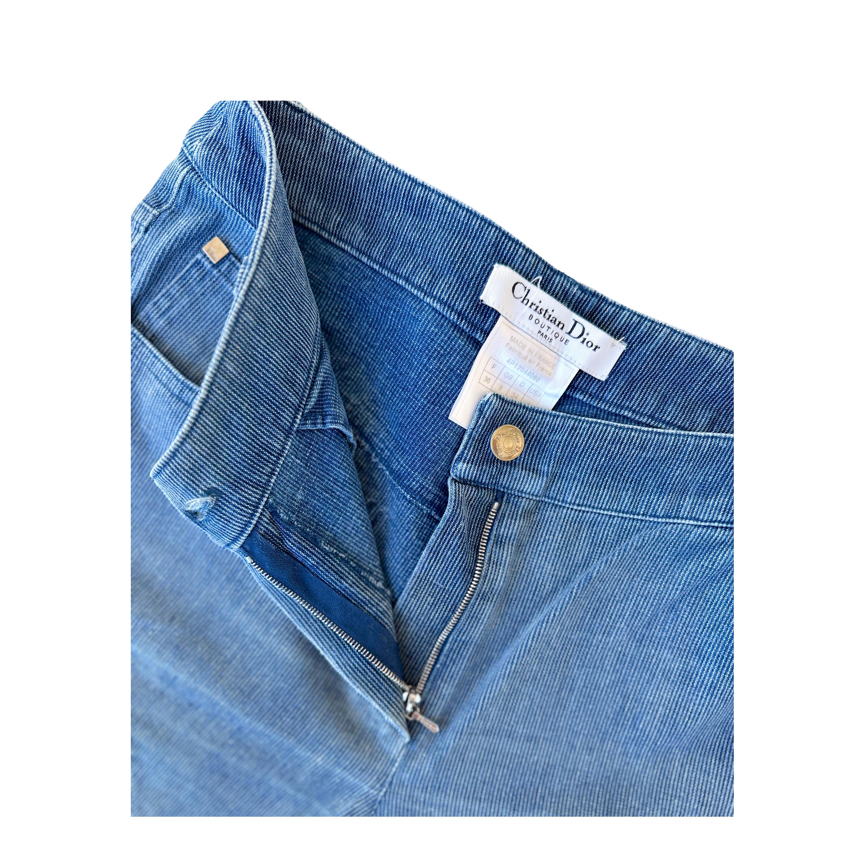 Christian Dior by John Galliano vintage 2004 cotton corduroy denim bleu pants. For Sale 5