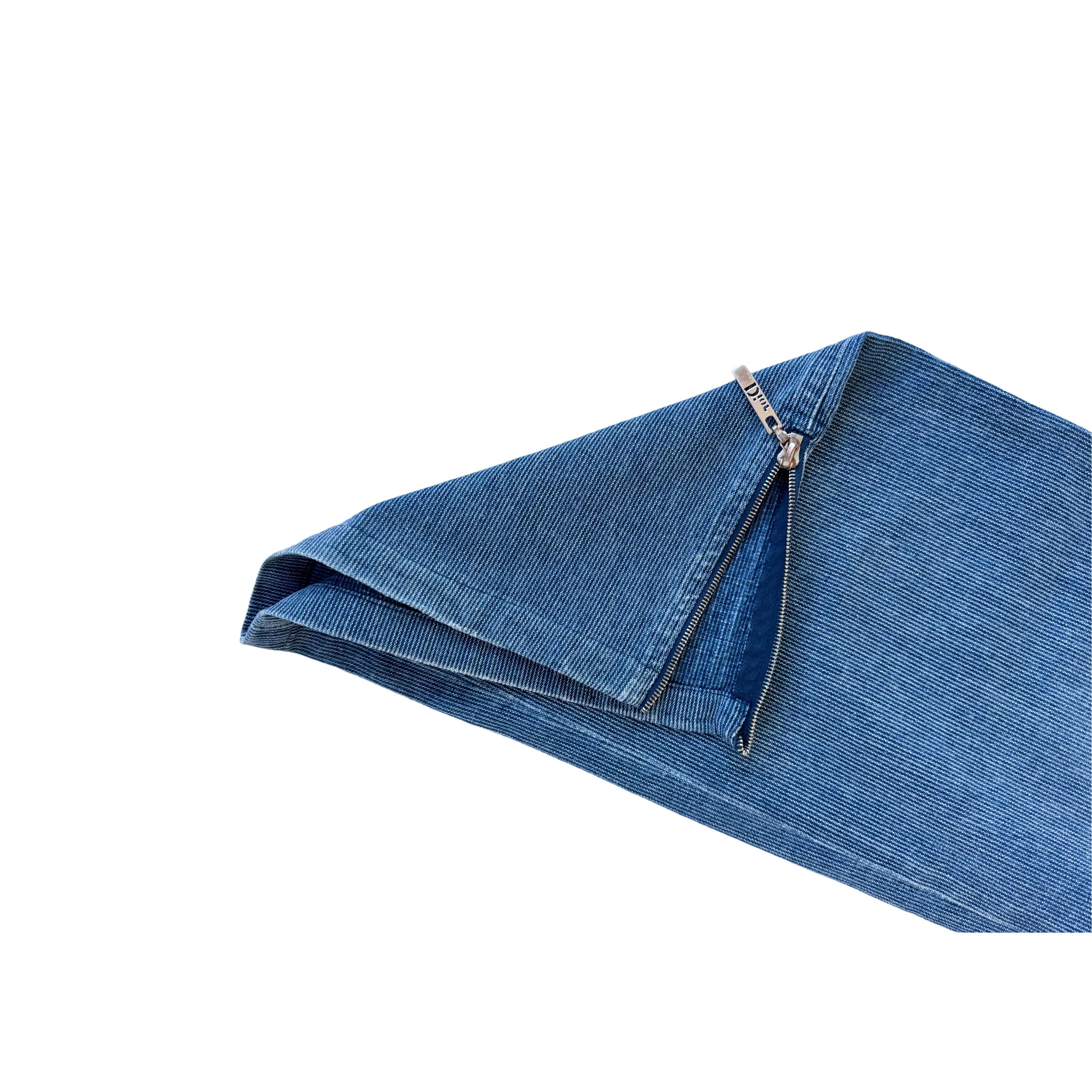 Christian Dior by John Galliano vintage 2004 cotton corduroy denim bleu pants. For Sale 7