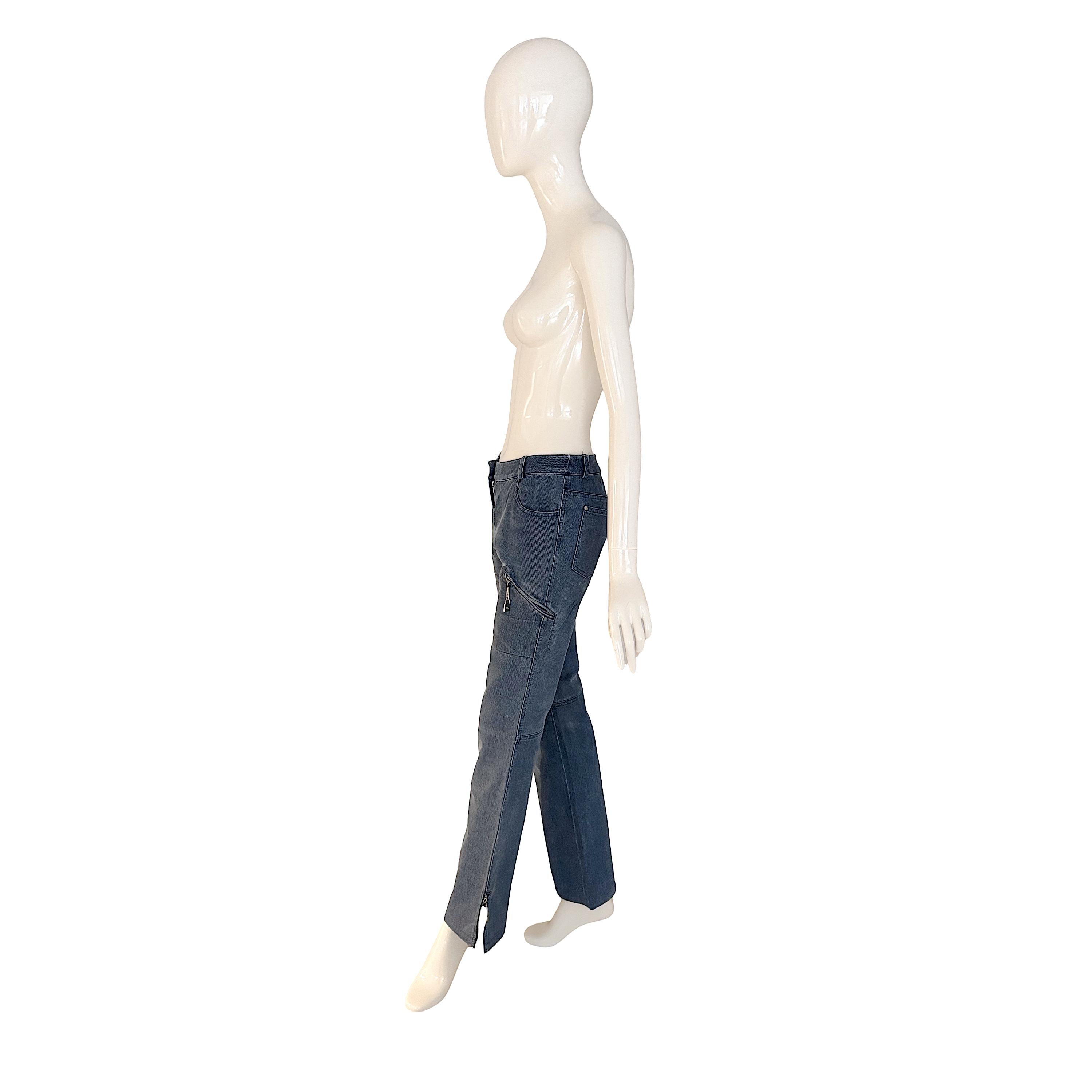 Gray Christian Dior by John Galliano vintage 2004 cotton corduroy denim bleu pants. For Sale