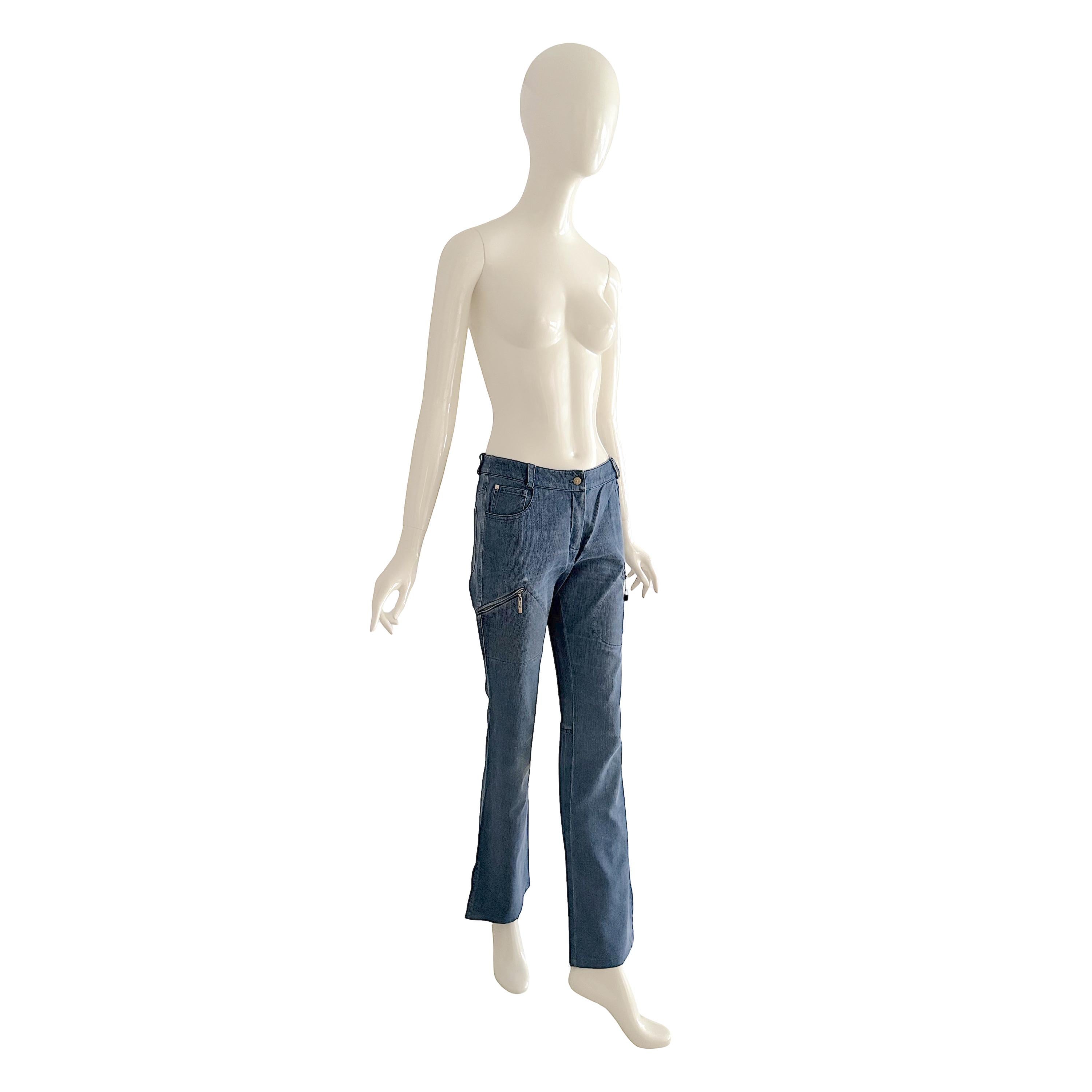 Women's or Men's Christian Dior by John Galliano vintage 2004 cotton corduroy denim bleu pants. For Sale