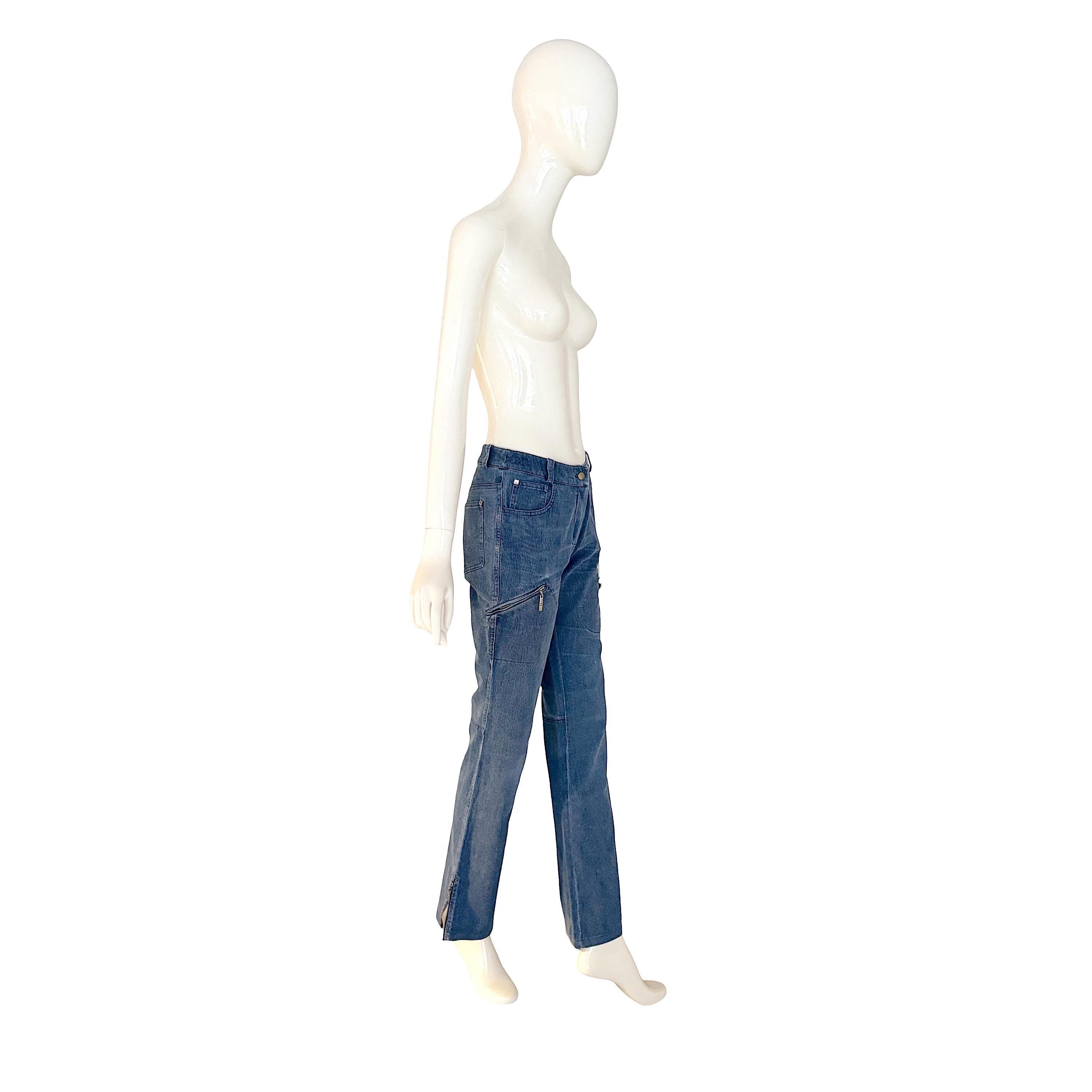 Christian Dior by John Galliano vintage 2004 cotton corduroy denim bleu pants. For Sale 1