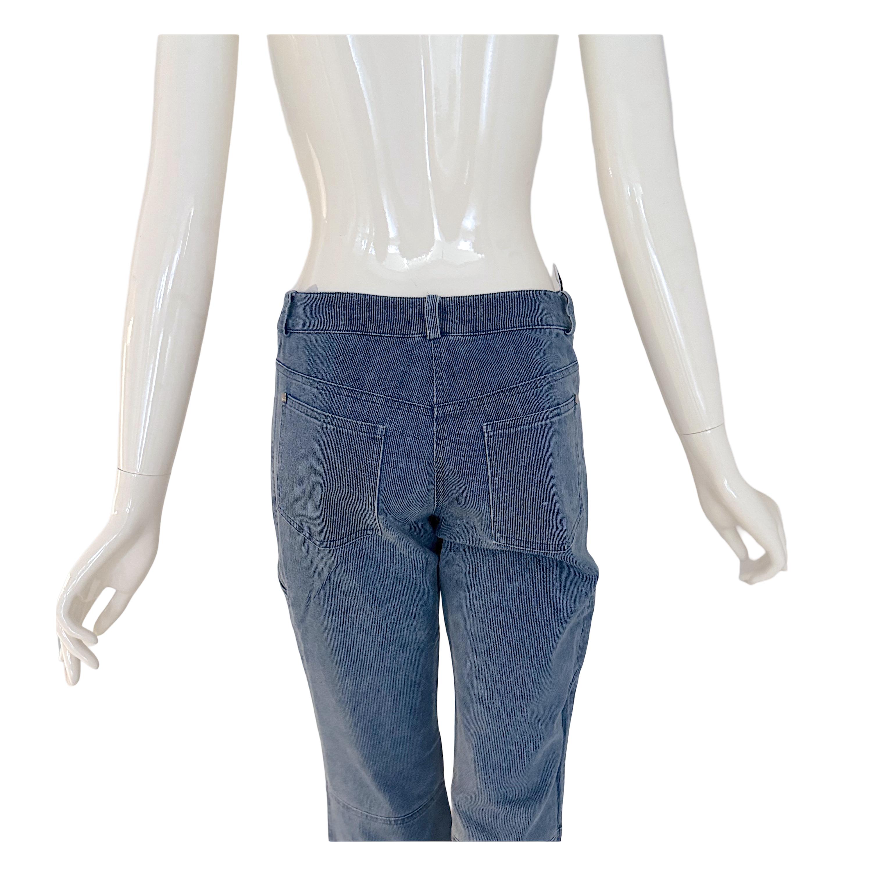 Christian Dior by John Galliano vintage 2004 cotton corduroy denim bleu pants. For Sale 3