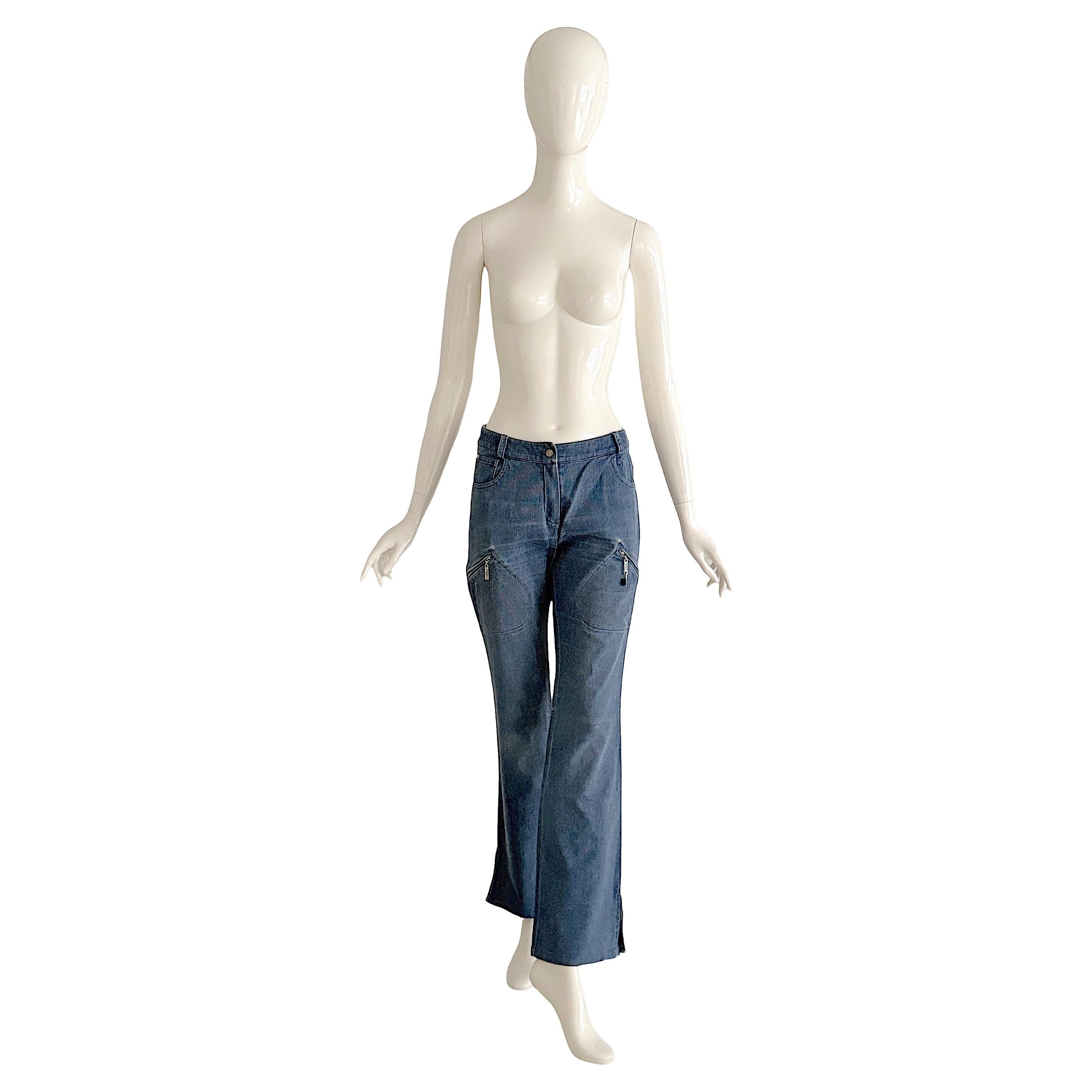 Christian Dior by John Galliano vintage 2004 cotton corduroy denim bleu pants. For Sale