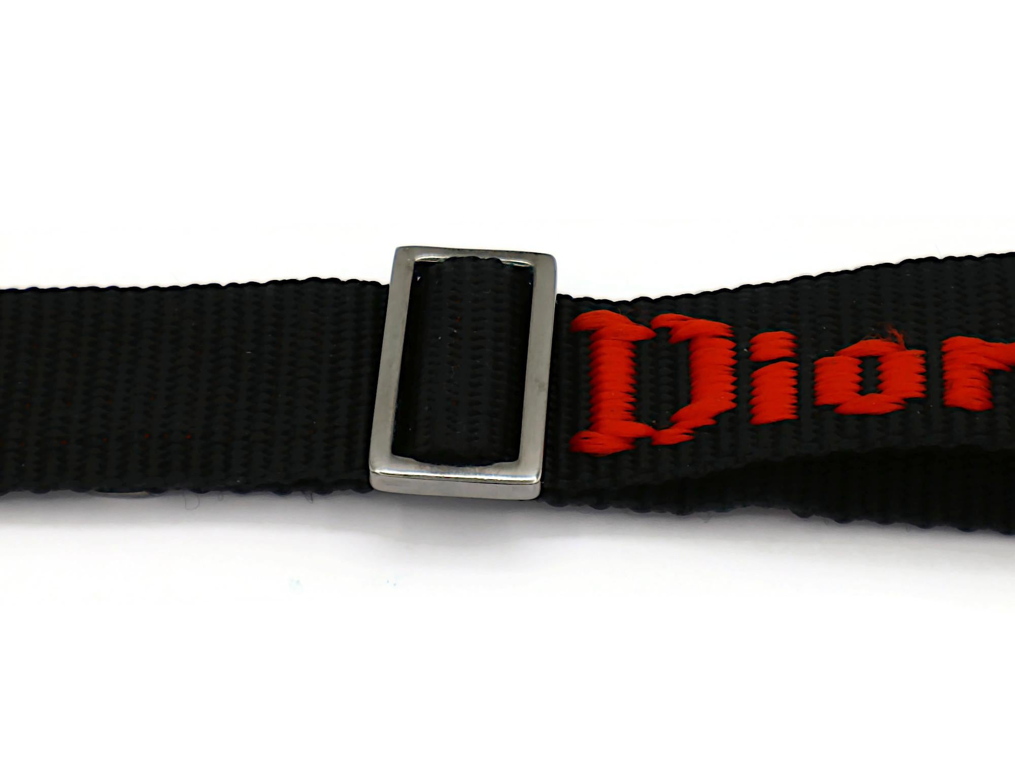 CHRISTIAN DIOR by JOHN GALLIANO Vintage Black Nylon Strap Logo Choker Necklace For Sale 7