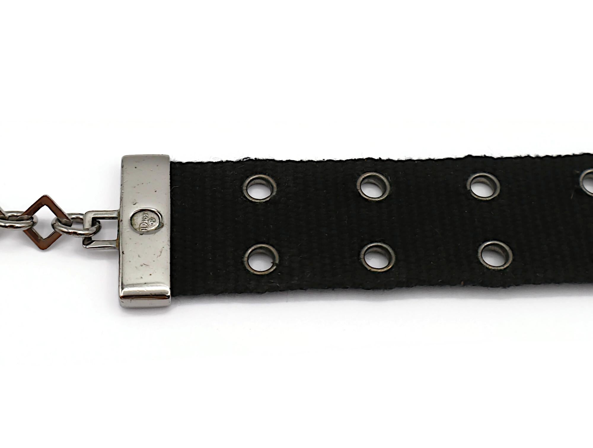 CHRISTIAN DIOR by JOHN GALLIANO Vintage Collier ras du cou en nylon noir avec logo en vente 6