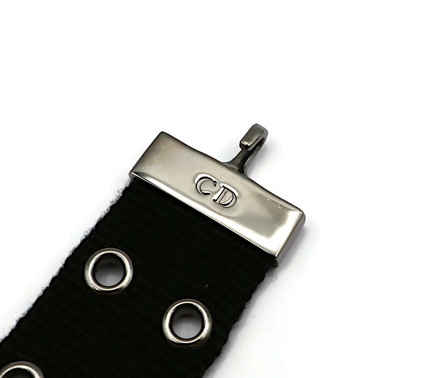 CHRISTIAN DIOR by JOHN GALLIANO Vintage Black Nylon Strap Logo Choker Necklace 8