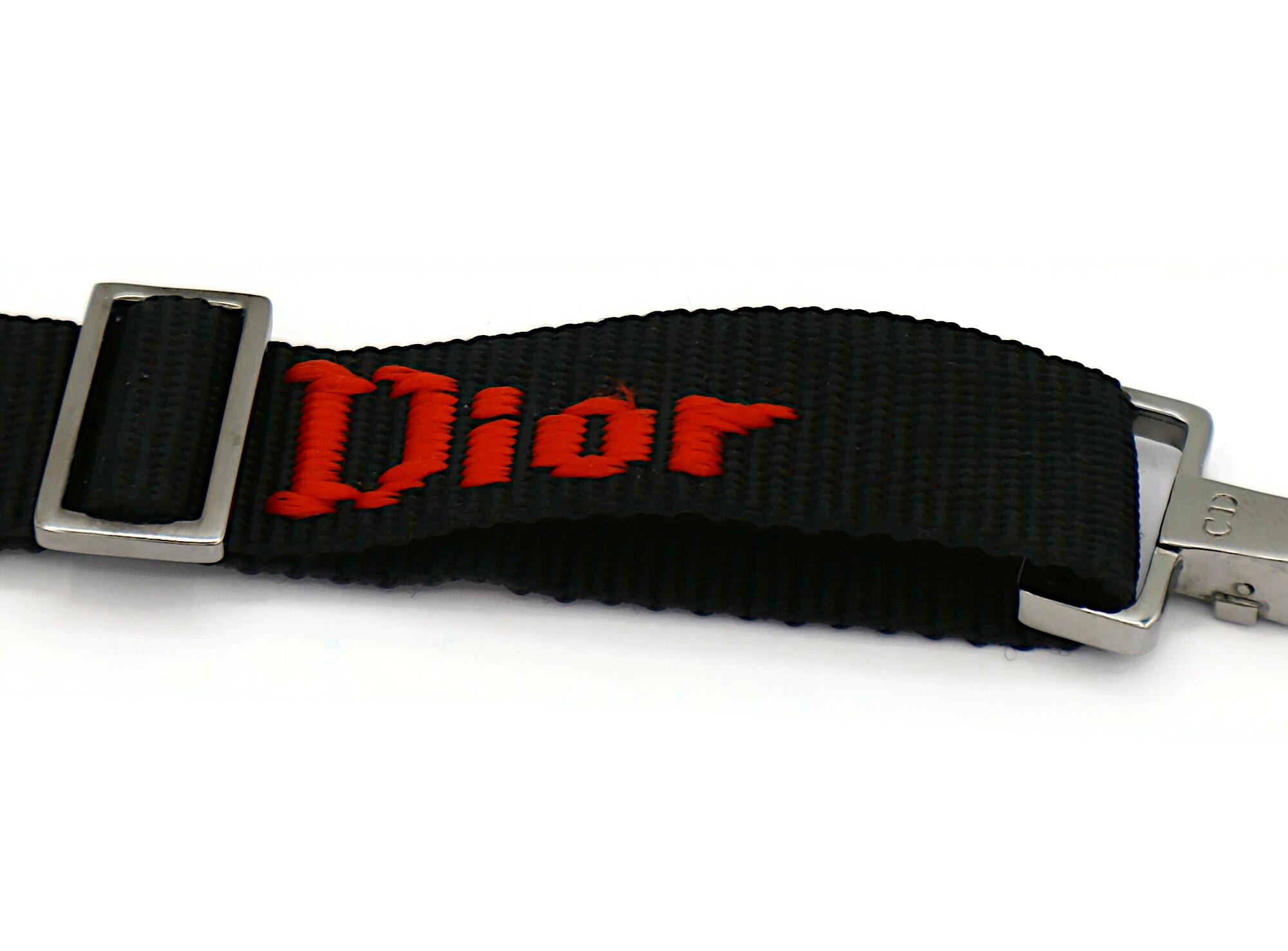 CHRISTIAN DIOR by JOHN GALLIANO Vintage Black Nylon Strap Logo Choker Necklace For Sale 8