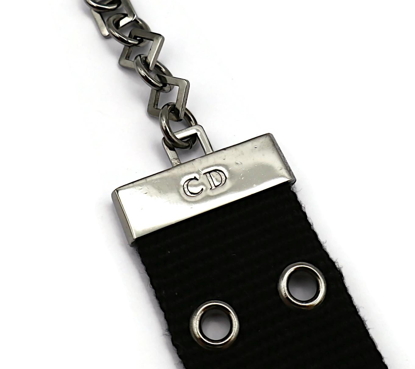 CHRISTIAN DIOR by JOHN GALLIANO Vintage Black Nylon Strap Logo Choker Necklace 9