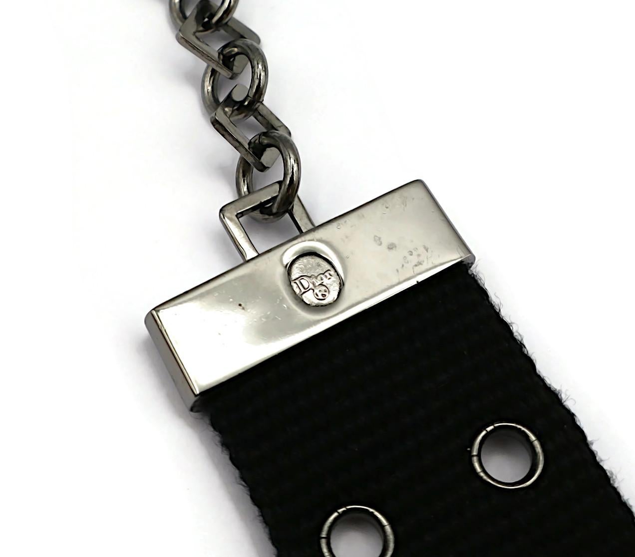 CHRISTIAN DIOR by JOHN GALLIANO Vintage Black Nylon Strap Logo Choker Necklace 10